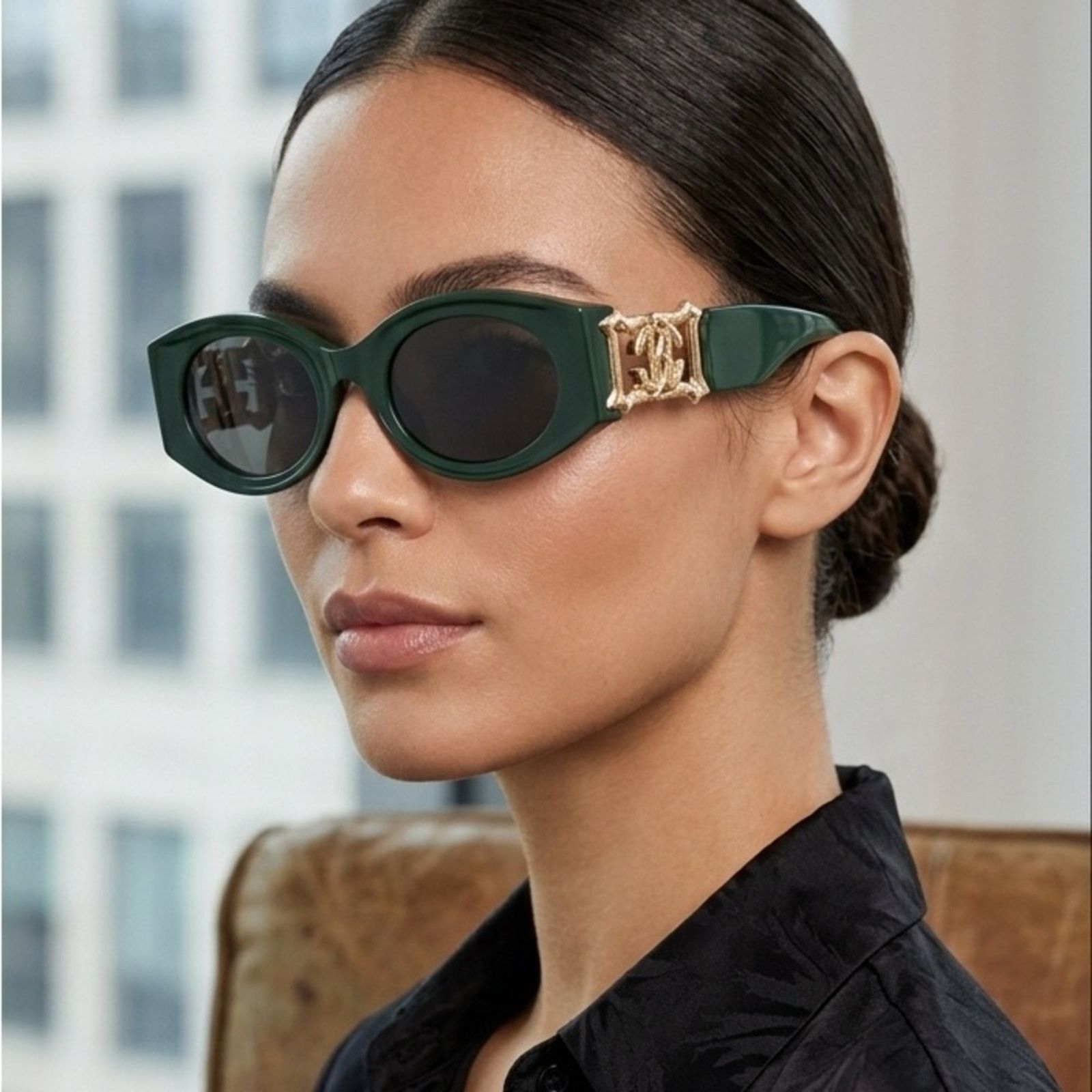 Roberto Cavalli New! Roberto Cavalli SRC064 0D80 Elegant Green Sunglasses Size ONE SIZE - 2 Thumbnail