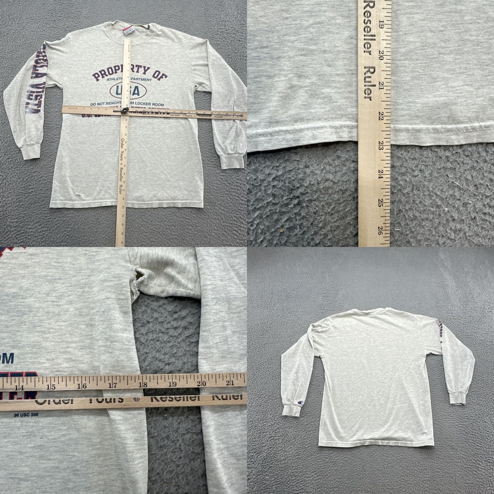 Champion VINTAGE Champion US Olympic Training Center Do Not Remove Chula Vista Long Sleeve Graphic Print Crew Neck Cotton Knit Gray M Men 90s Sports USA Shirt Size US M / EU 48-50 / 2 - 9 Thumbnail