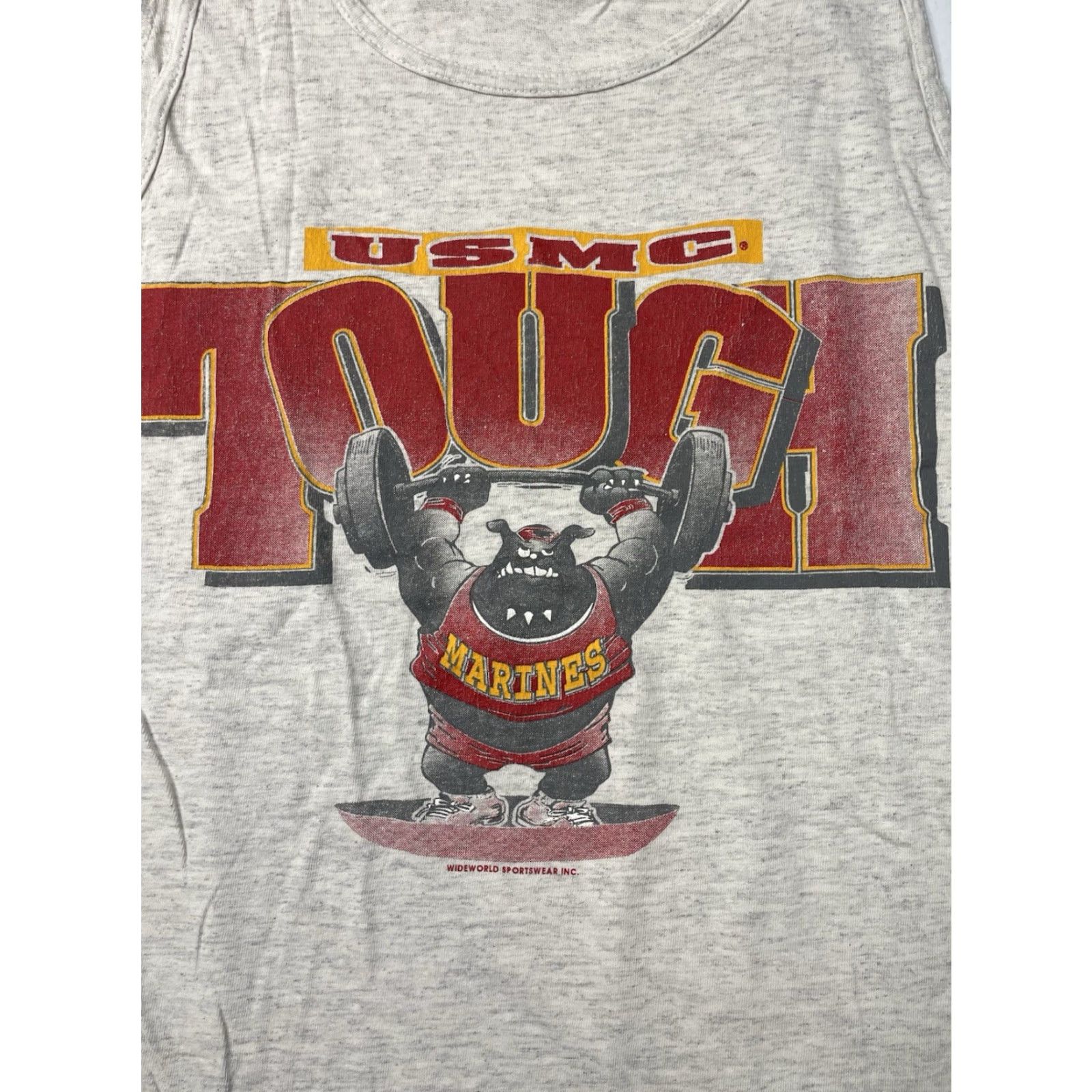 Vintage VINTAGE Oneita USMC Tank top Shirt Bulldog Size Medium Marines Body Building Tough Gray Cotton Short Sleeve T-Shirt Mens 90s Theme Marine Size US M / EU 48-50 / 2 - 2 Thumbnail