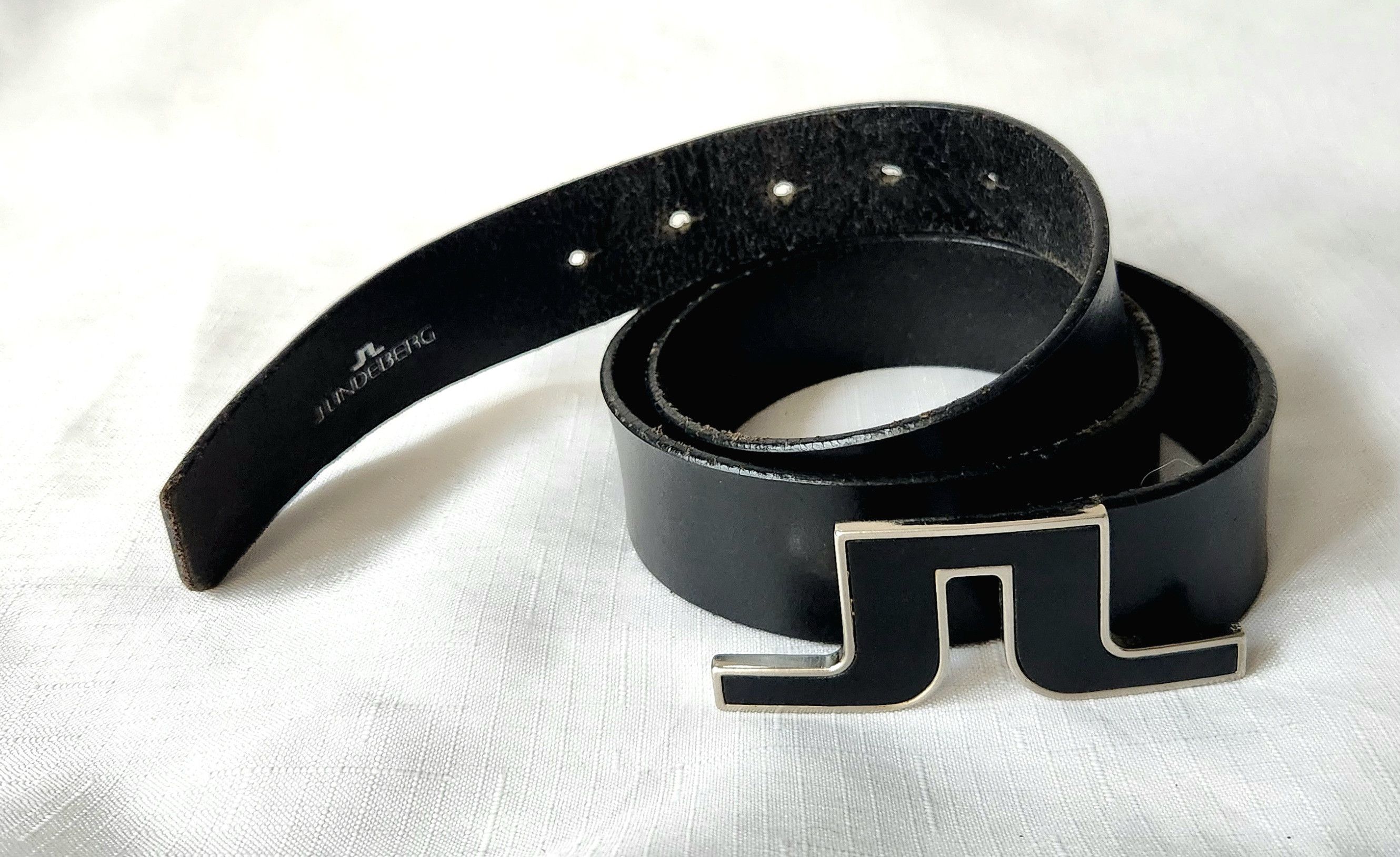 J.Lindeberg J.Lindeberg Bridge belt Leather black with silver SZ 32 Size 32 - 1 Thumbnail