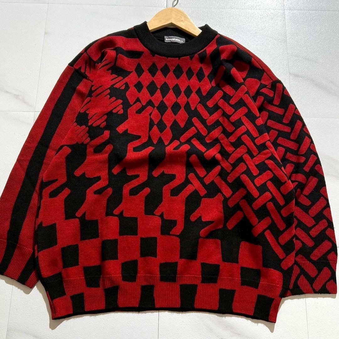 ISSEY MIYAKE MEN 80s Oversized Long Sleeve Knit Sweater Red Size XL