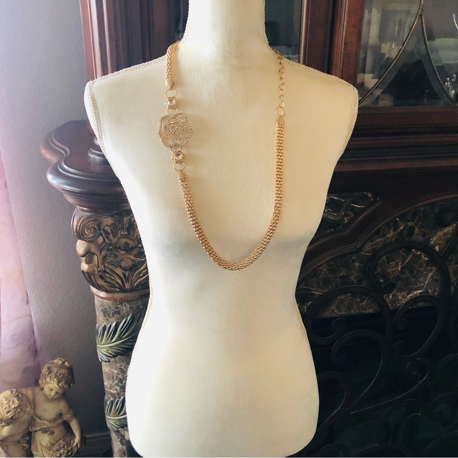Other Rhinestone rose gold tone mesh chain necklace belt Size ONE SIZE - 3 Thumbnail