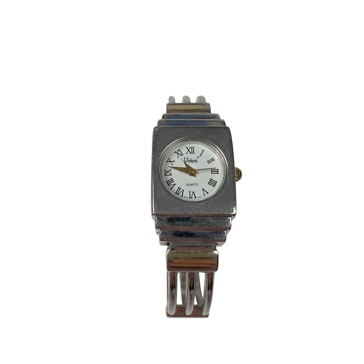 Vintage Vivani Quartz Hinged Cuff Wristwatch Silver Roman Analog VTG Size ONE SIZE - 2 Thumbnail