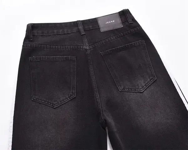 VIBE Men's hip-hop side stripe stitching straight wide-leg jeans Size US 32 / EU 48 - 4 Thumbnail