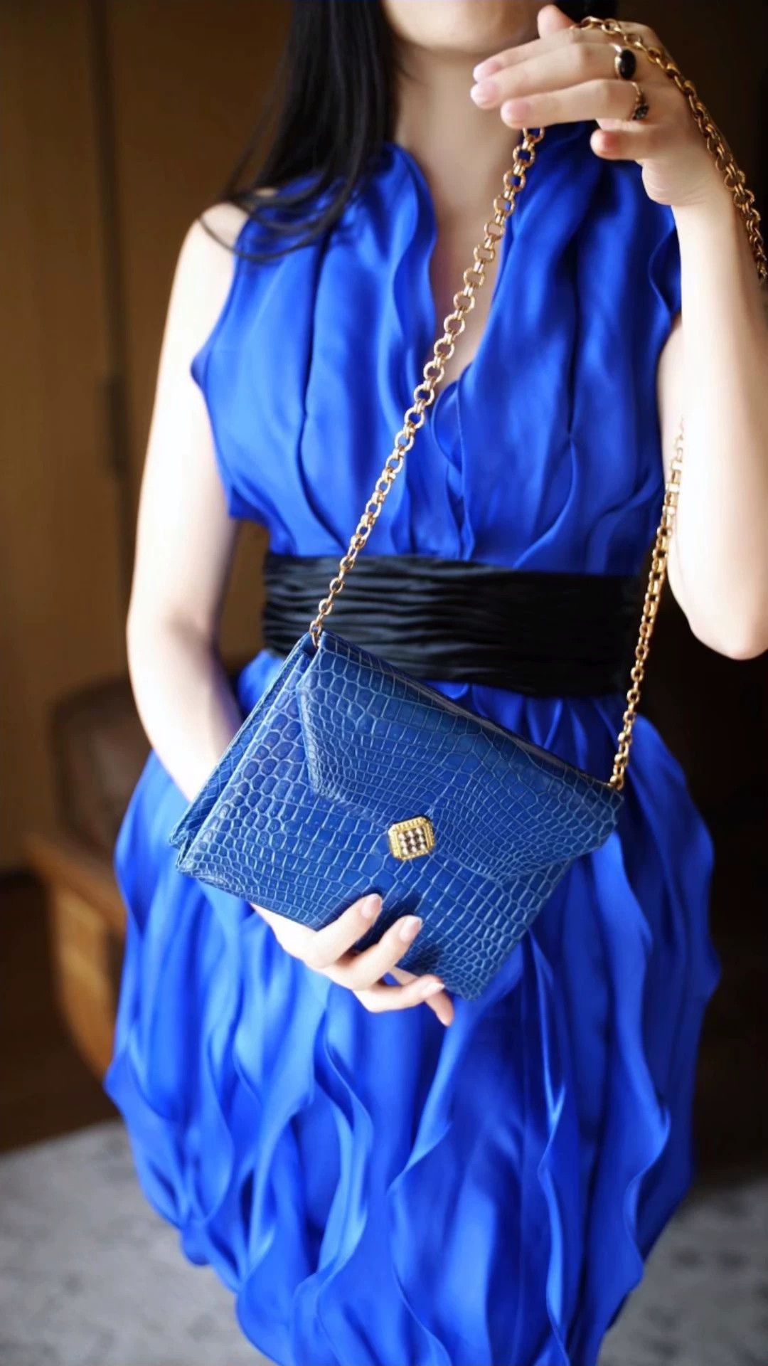 Other Marchesa Notte Royal Blue Silk Halter Neck Mini Dress Size S / US 4 / IT 40 - 1 Thumbnail