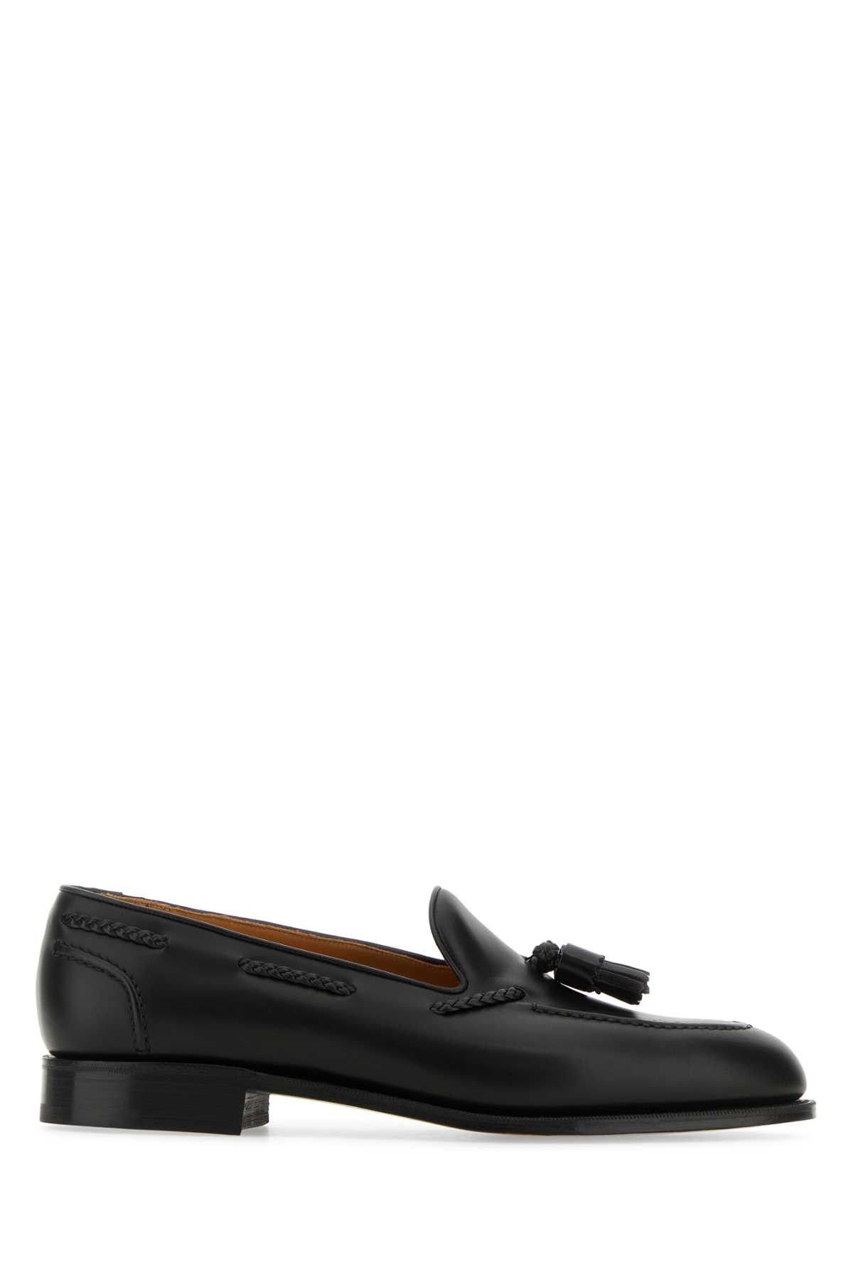 image of Edward Green Black Leather Belgravia Loafers, Men's (Size 10)