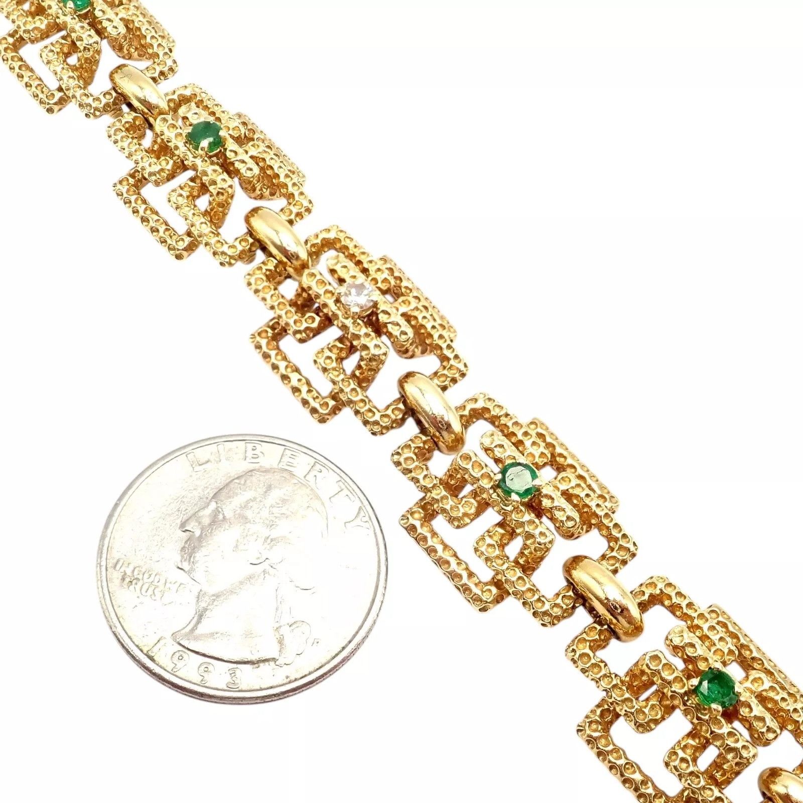 Tiffany & Co. Tiffany & Co France 18k Yellow Gold Diamond Emerald Bracelet Size ONE SIZE - 14 Thumbnail