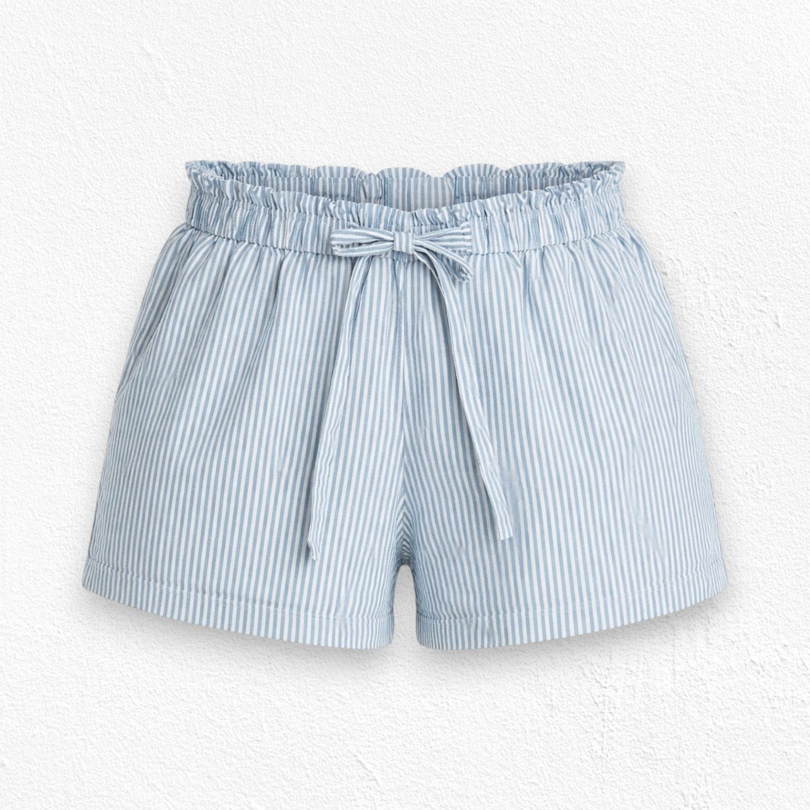 Other Maternity Blue White Stripe Linen Blend Shorts Size Large Size 36" / US 14 / IT 50 - 1 Thumbnail
