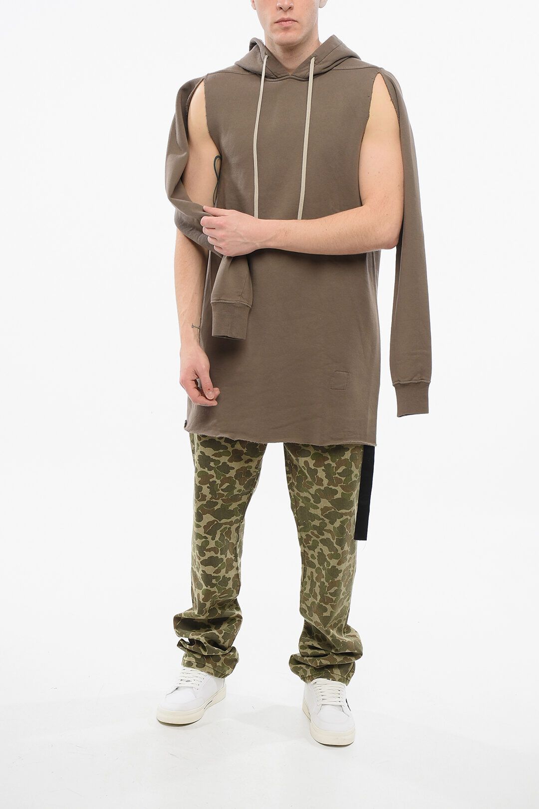Rick Owens og1mm1025 Cut-outs and Raw-cut Hem Hoodie in Brown Size US S / EU 44-46 / 1 - 4 Thumbnail