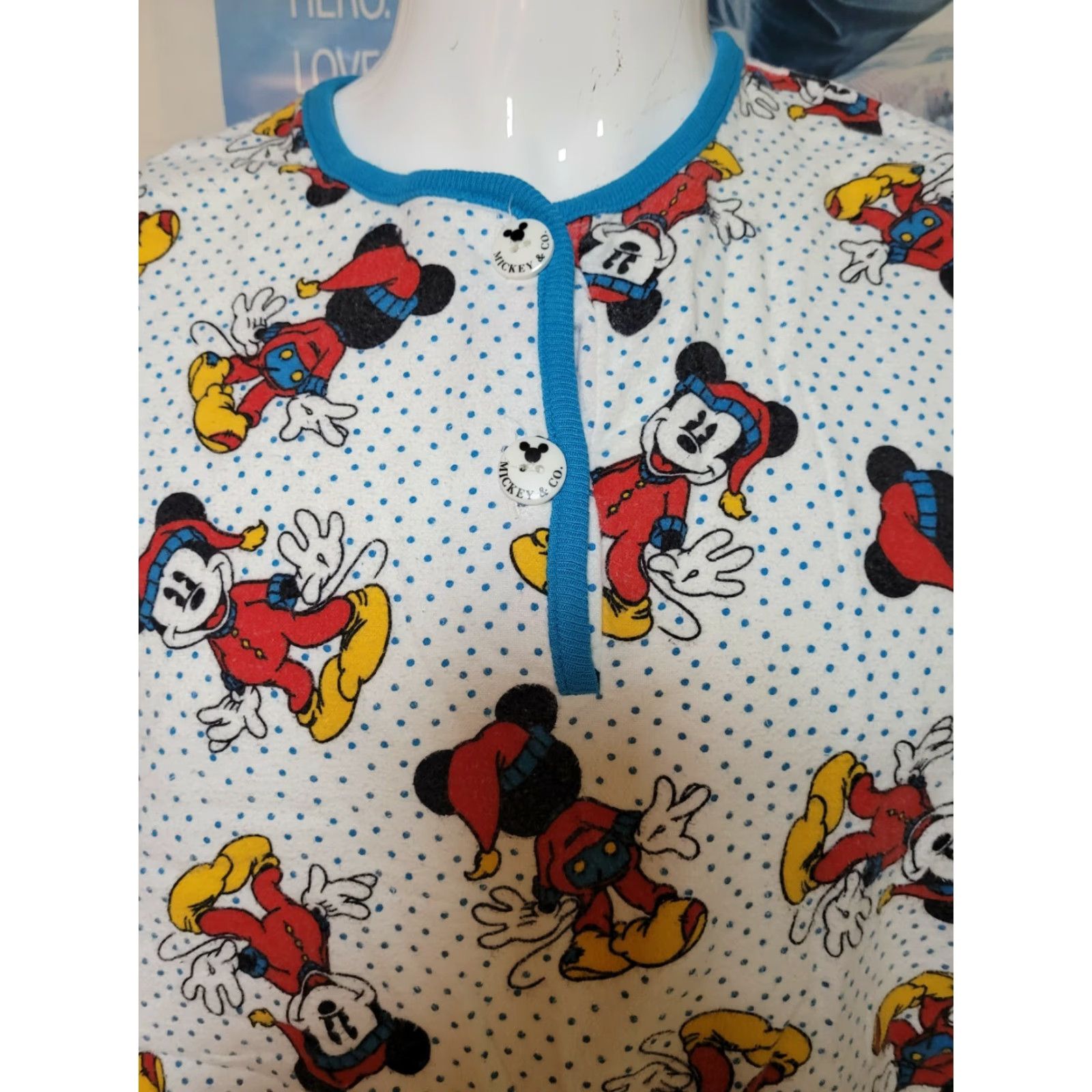 Mickey & Co. VINTAGE Mickey & Co Pajama Top Shirt Women M White Disney Mickey Mouse Pullover Lounge Novelty Graphic Long Sleeve Medium Pajama Top Size M / US 6-8 / IT 42-44 - 2 Thumbnail