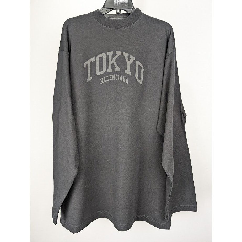 Balenciaga o1rshd1 Q:3 / Oversize Long Sleeve T-Shirt in Black Size US M / EU 48-50 / 2 - 2 Thumbnail