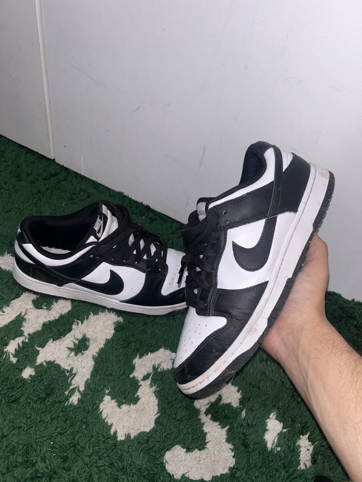 Size 9.5 - Nike Dunk Low Black White Preowned No Box