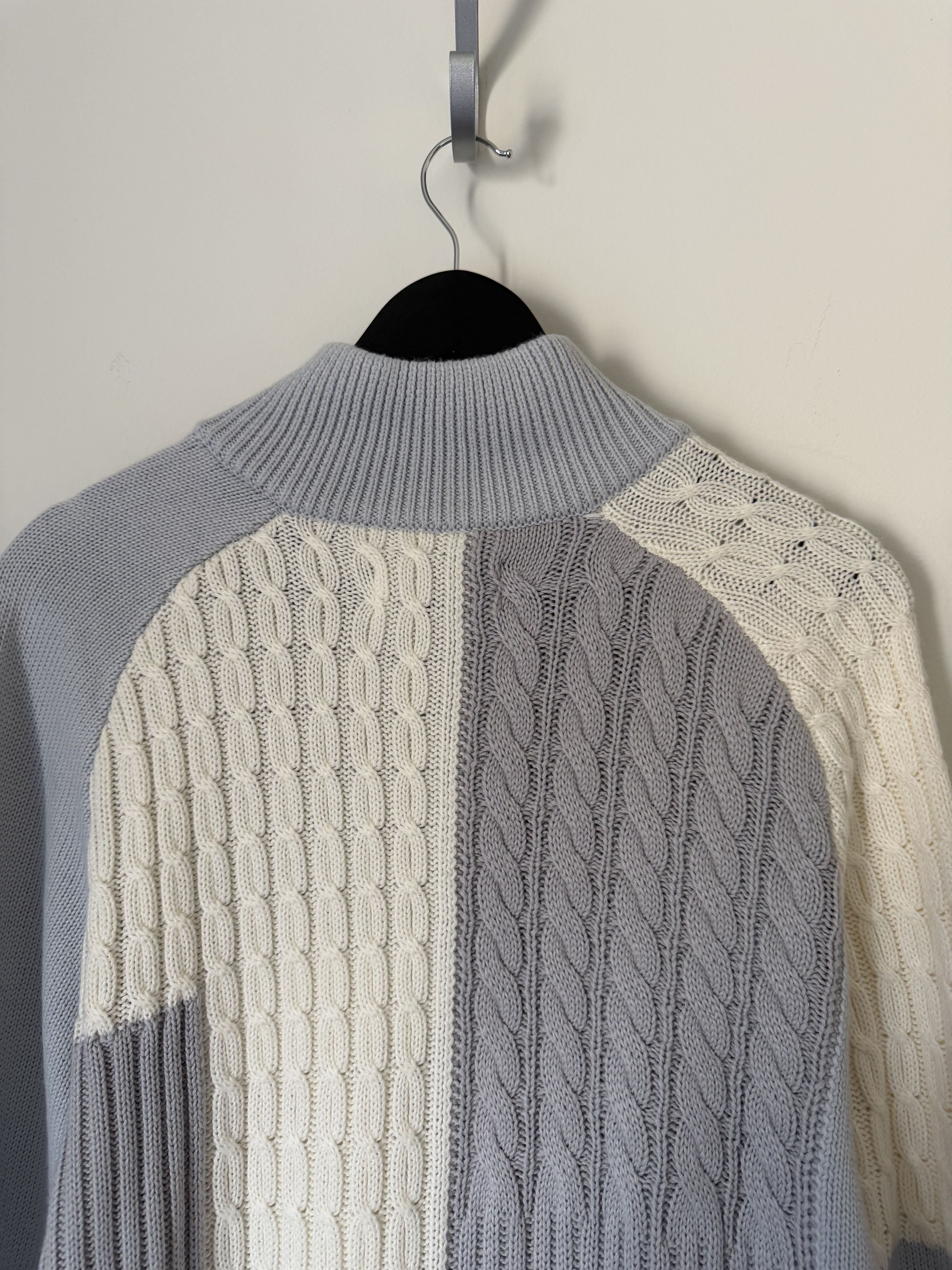Palace Palace Patchwork Zip Knit Cardigan in White Gray Size US L / EU 52-54 / 3 - 6 Thumbnail