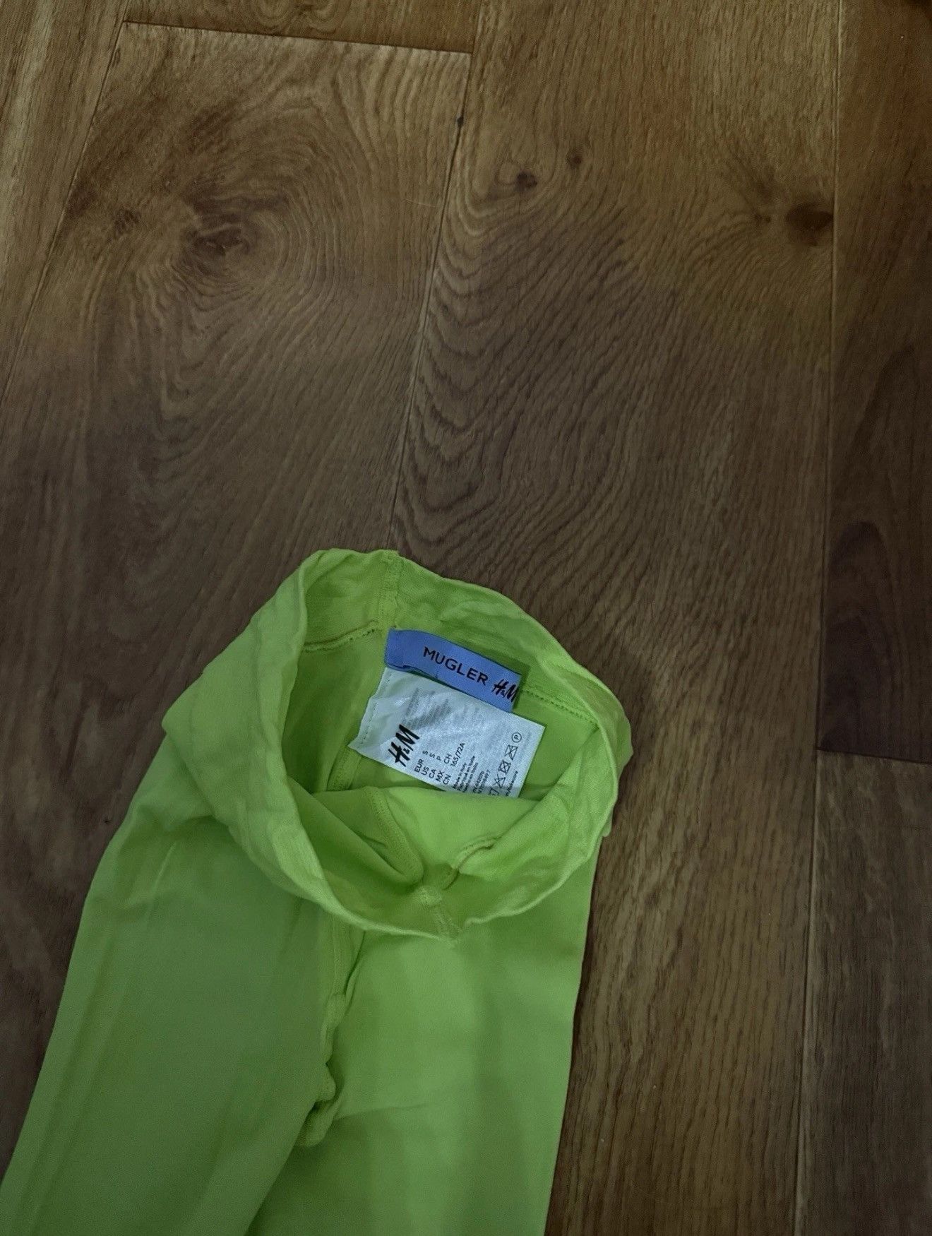 H&M × Mugler Rare Mugler X H&M Brand New Green Tights Italy Made Sz S Size 26" / US 2 / IT 38 - 2 Thumbnail