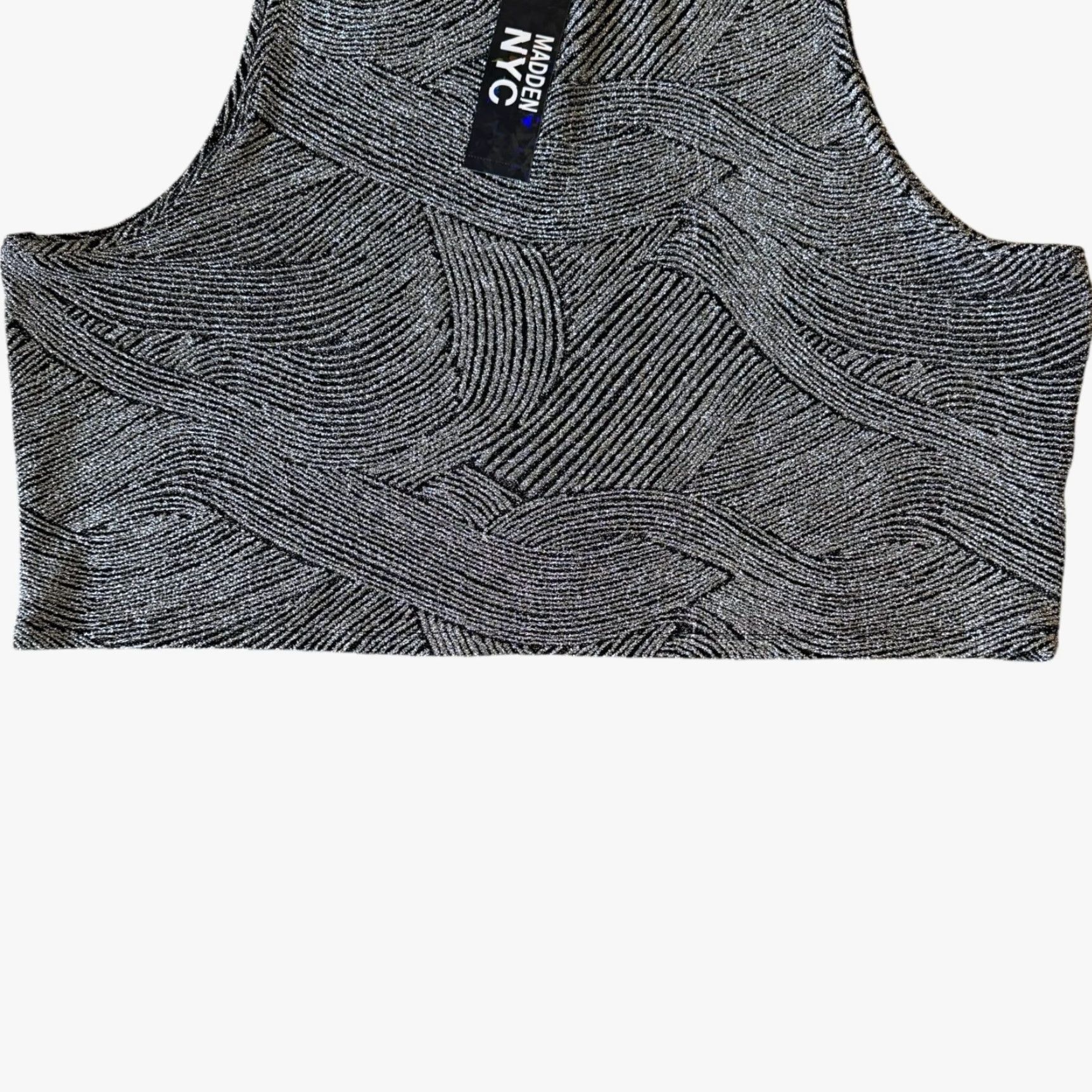 Vintage VINTAGE? No, it's Madden NYC by Steve Madden Metallic Mock Neck Top Silver 4X Women's Plus Size Cropped Sleeveless Party Blouse Size XXL / US 16-18 / IT 52-54 - 6 Thumbnail