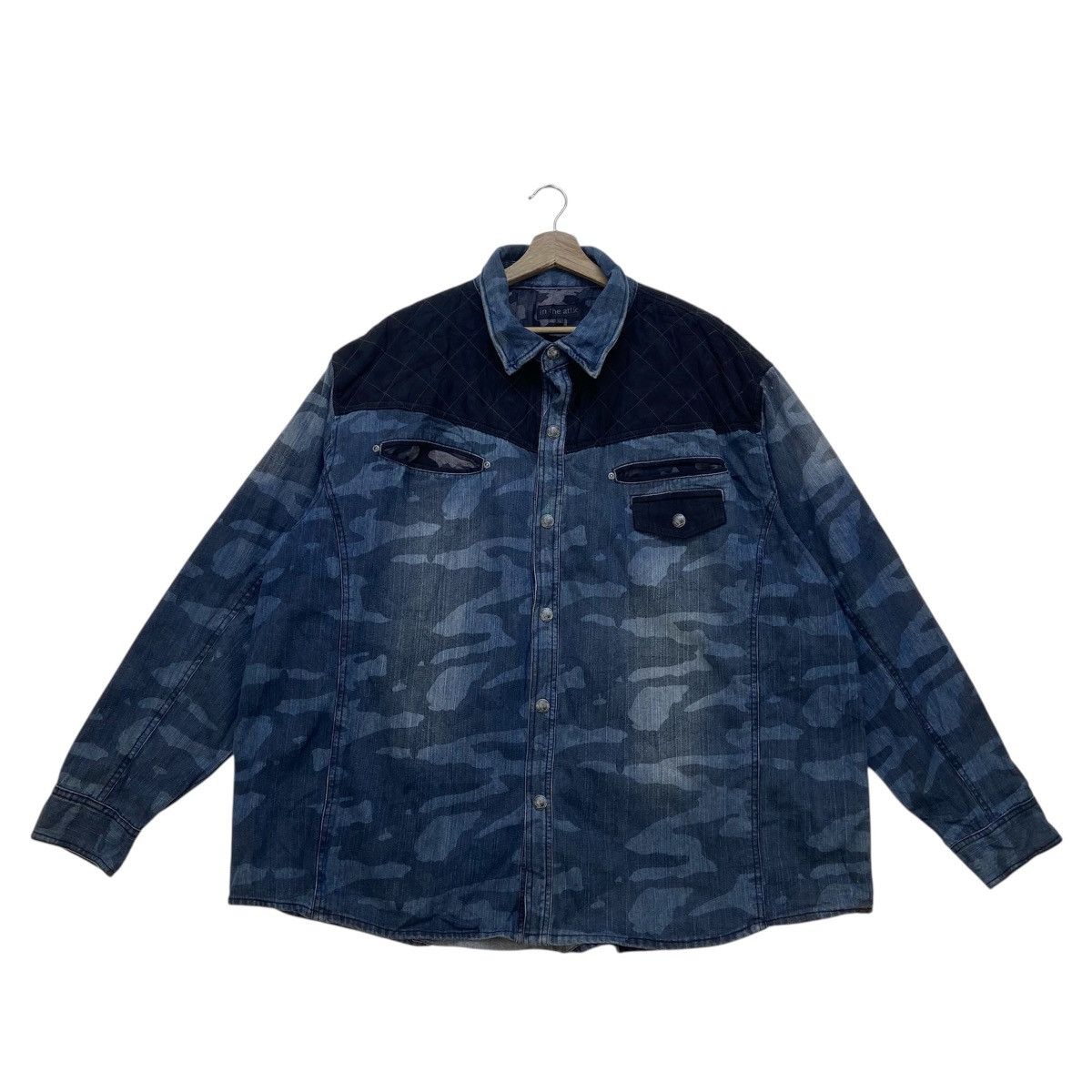 In The Attic 🔥In The Attic Camouflage Synthetic Leather + Denim Jacket Size US XXL / EU 58 / 5 - 3 Thumbnail
