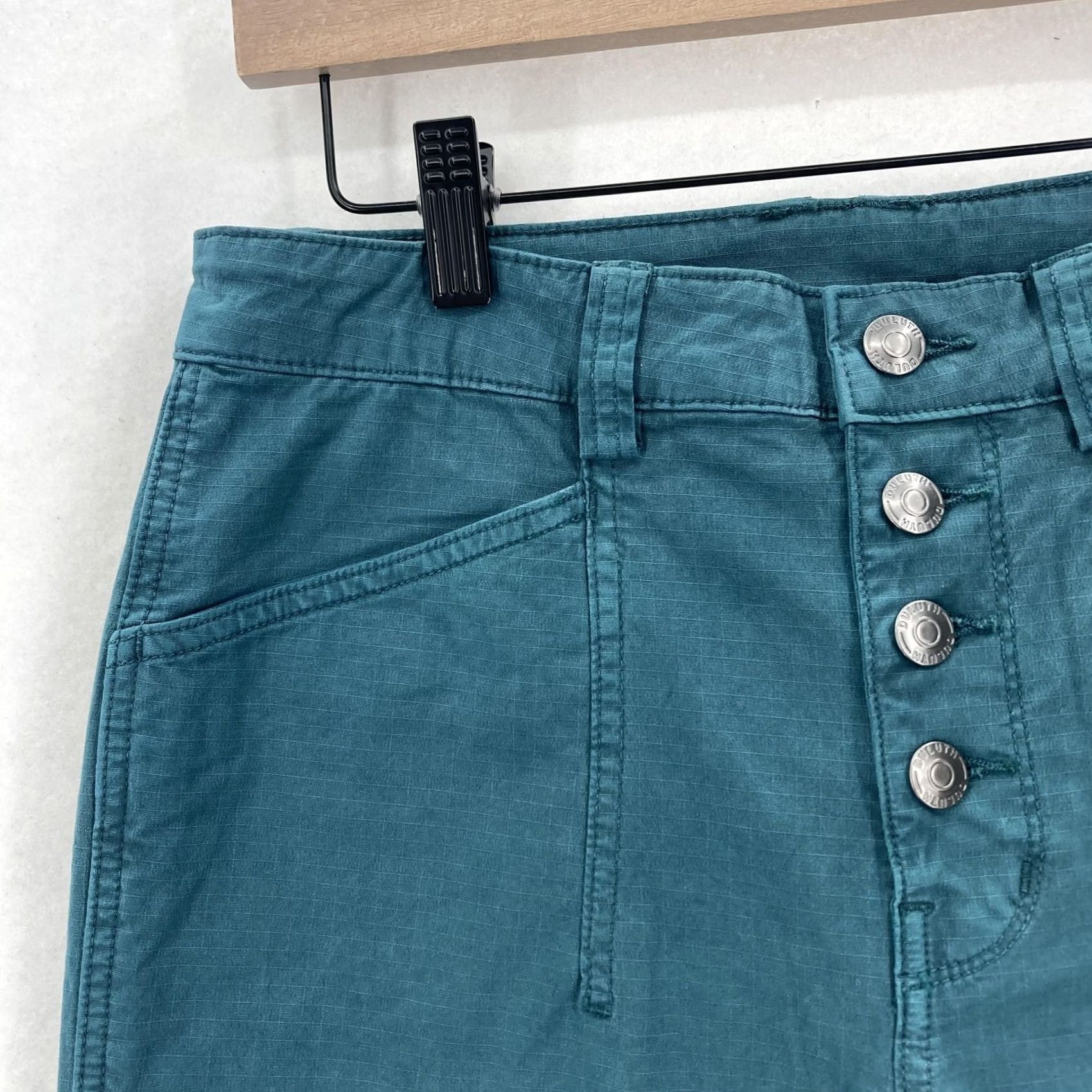Altea Duluth Pants Womens 2 Teal Blue Ripstop Stretch Workwear Button-Front Size 26" / US 2 / IT 38 - 3 Thumbnail