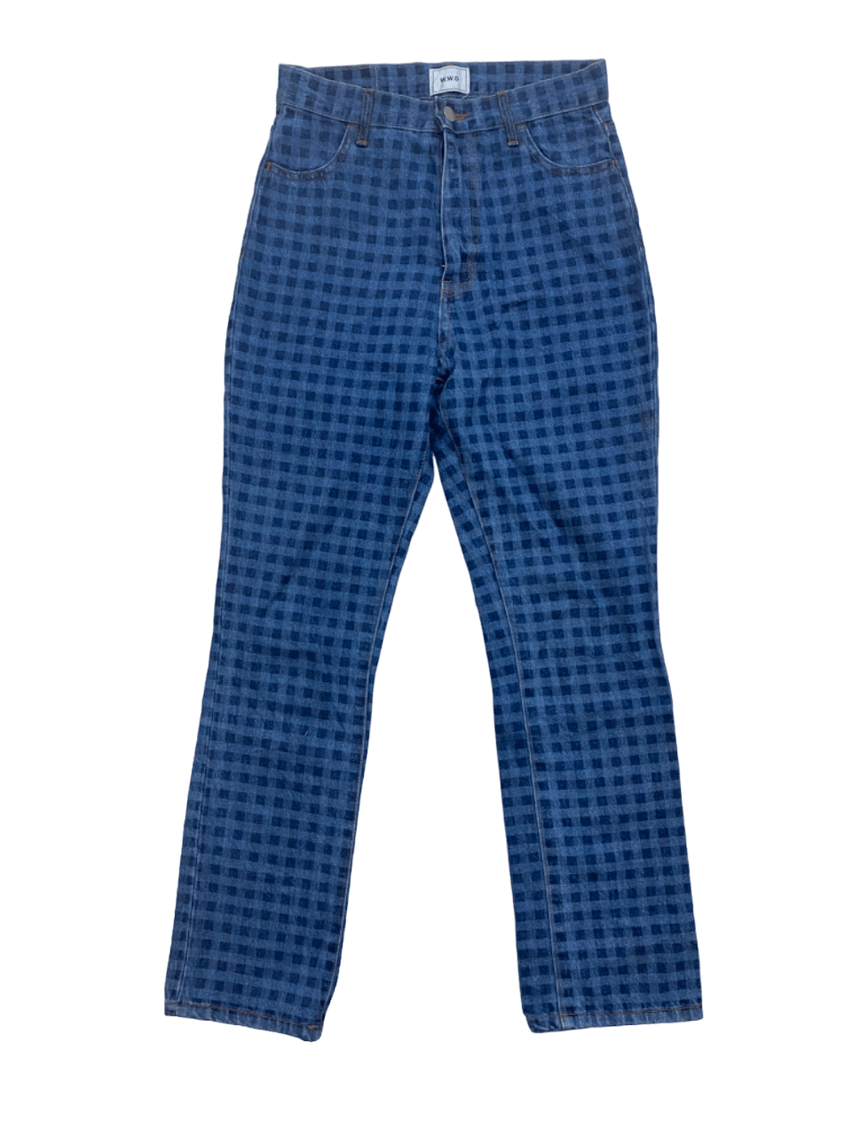 If Six Was Nine × Le Grande Bleu (L.G.B.) Japanese WWG Checker Denim Jeans Size US 28 / EU 44 - 1 Thumbnail
