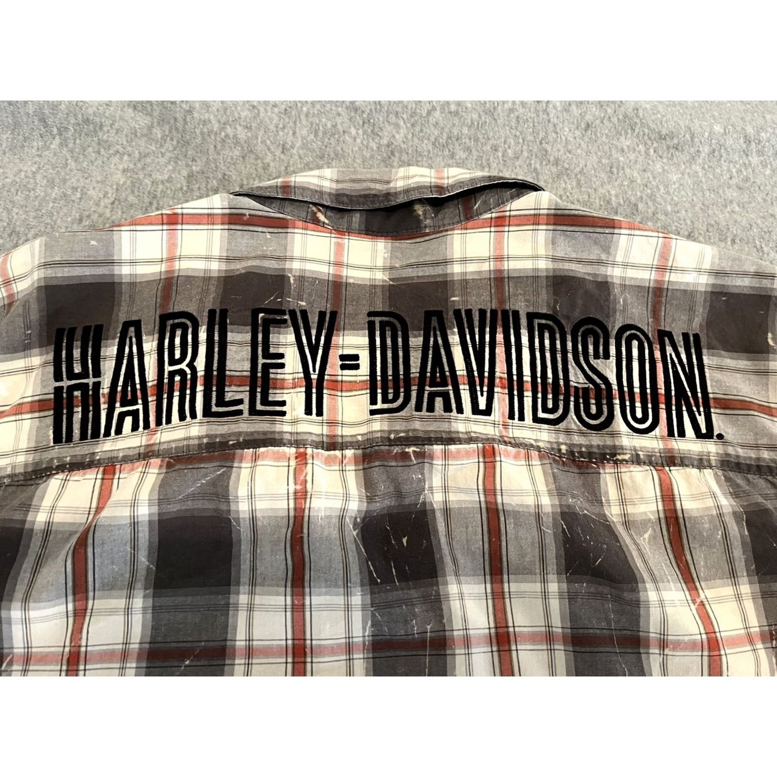 Harley Davidson Harley-Davidson Short Sleeve Plaid Shirt Mens XL Embroidered Cotton Button-Up Size US XL / EU 56 / 4 - 5 Thumbnail