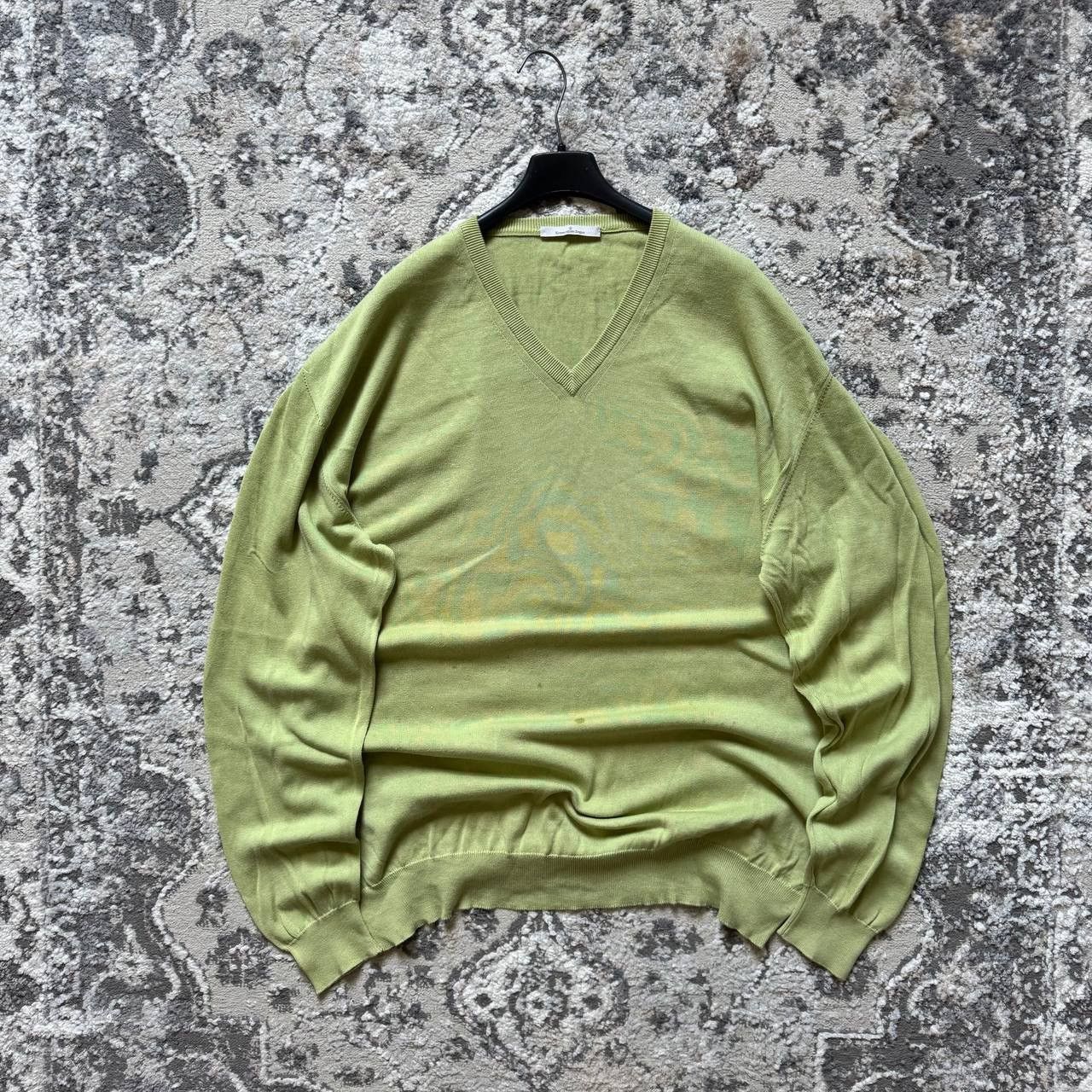 Ermenegildo Zegna Ermenegildo Zegna Cotton V-Neck Light Green Sweater Size US XXL / EU 58 / 5 - 1 Thumbnail