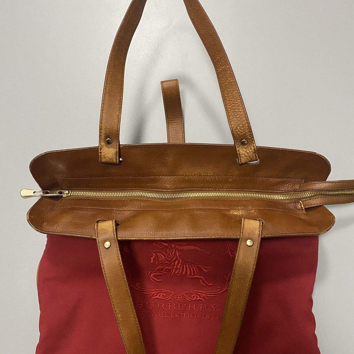Burberry Burberry Red Leather Stowell Roll Up Tote Bag Shopper Size ONE SIZE - 8 Thumbnail