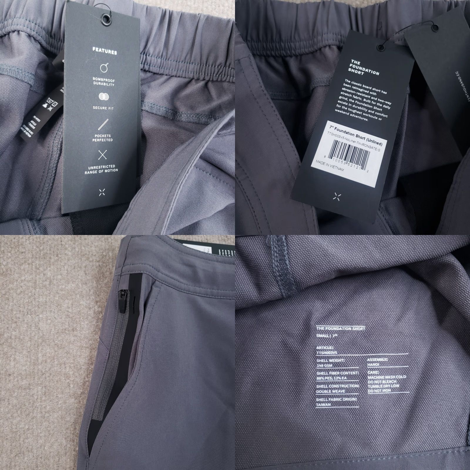 Ten Thousand Ten Thousand Foundation Shorts Mens Small Gray 7 in Inseam Pocket Stretch Athletic Short Size US 29 - 8 Thumbnail