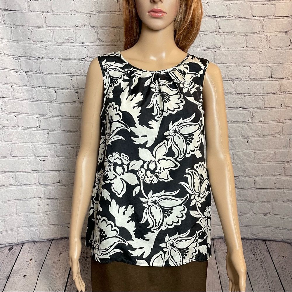 Talbots Talbots Black White Floral Silk Blouse Size 6 Size M / US 6-8 / IT 42-44 - 8 Thumbnail