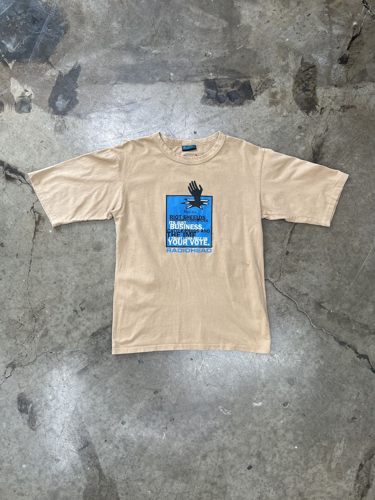 Band Tees Vintage 1998 Radiohead Thin Ice Riot W.A.S.T.E. Tee Large Size US L / EU 52-54 / 3 - 2 Thumbnail
