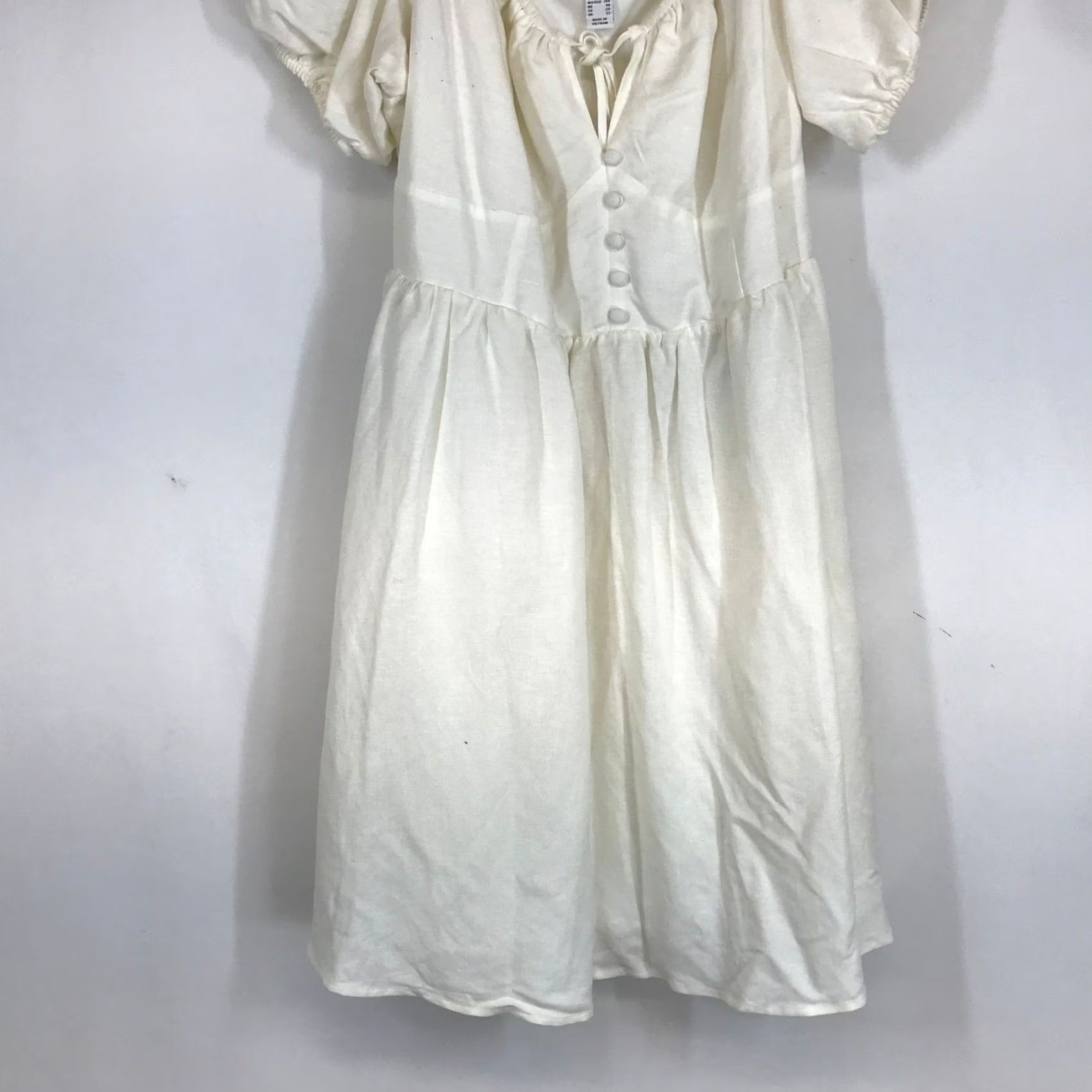 Forever 21 Forever 21 Women 2X Cream Linen Blend Puff Sleeve Milkmaid Mini Dress Size XXL / US 16-18 / IT 52-54 - 3 Thumbnail