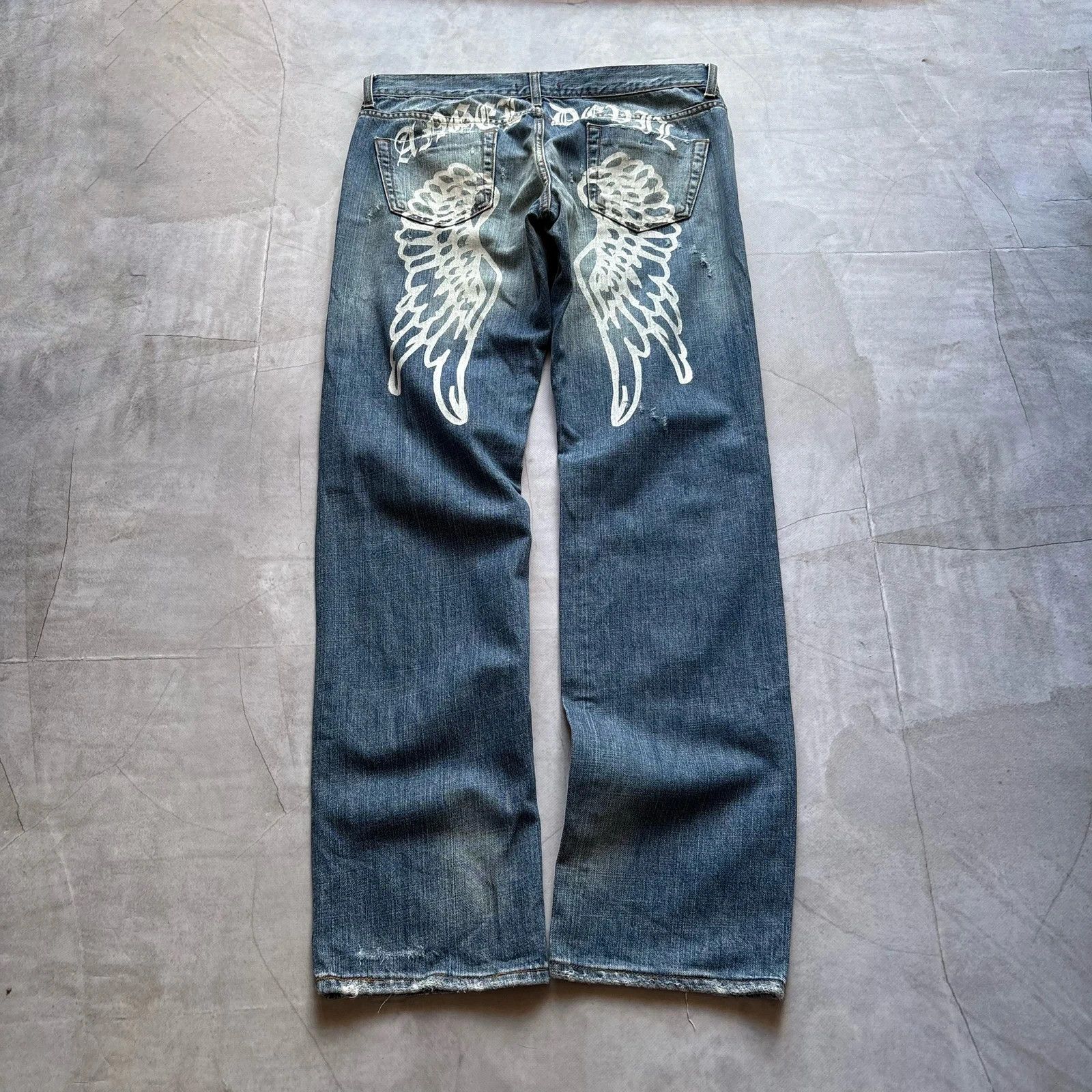 Hysteric Glamour 00s Angel Devil Wings Jeans Gothic trashed Punk avant garde Size US 32 / EU 48 - 1 Thumbnail