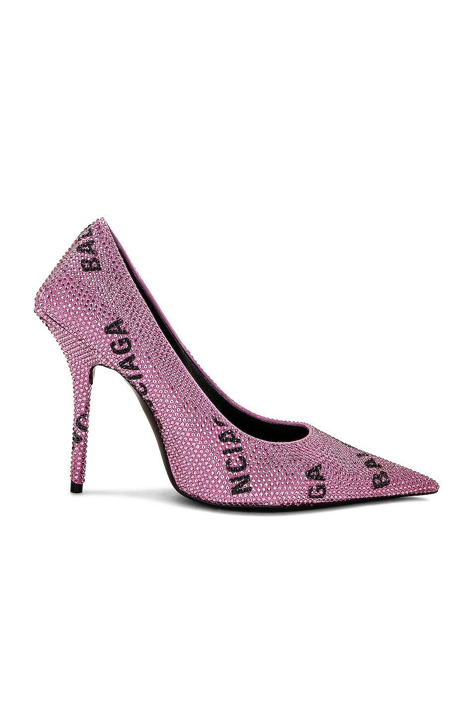 Balenciaga Balenciaga Square Knife 80mm Pump with Allover Logo Rhinestones Size US 10 / IT 40 - 1 Thumbnail