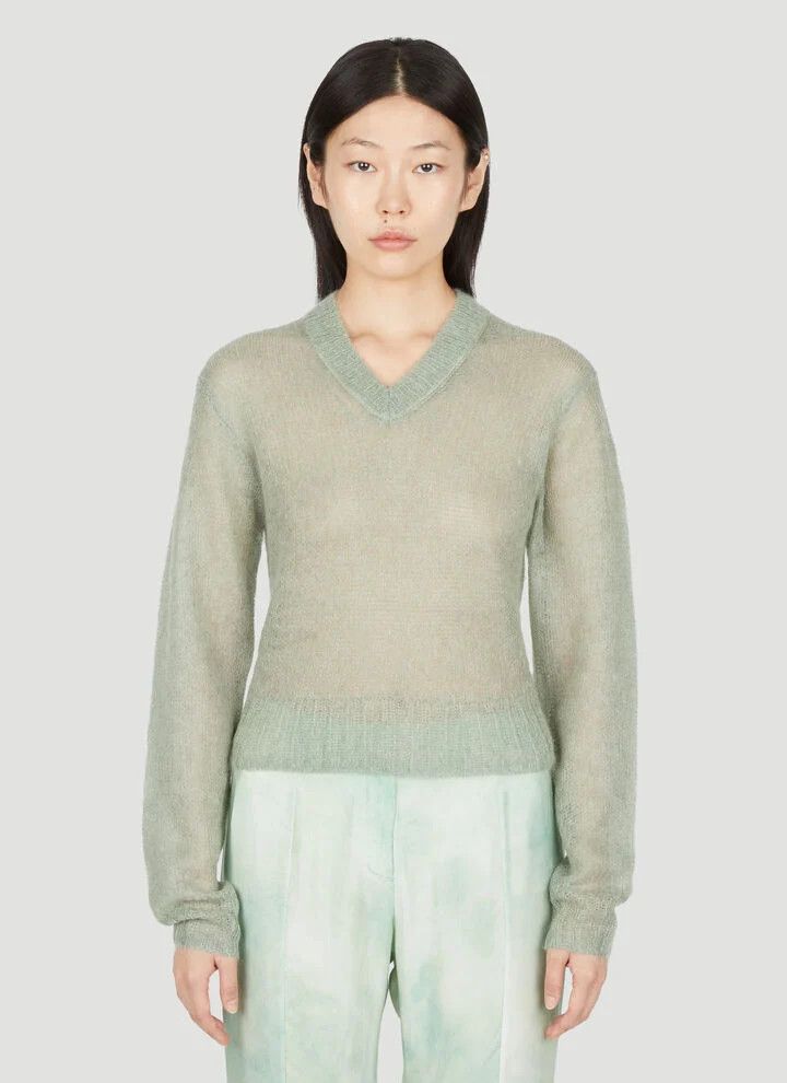 Acne Studios o1tko10526 V-Neck Mohair Sweater in Mint Size S / US 4 / IT 40 - 1 Thumbnail