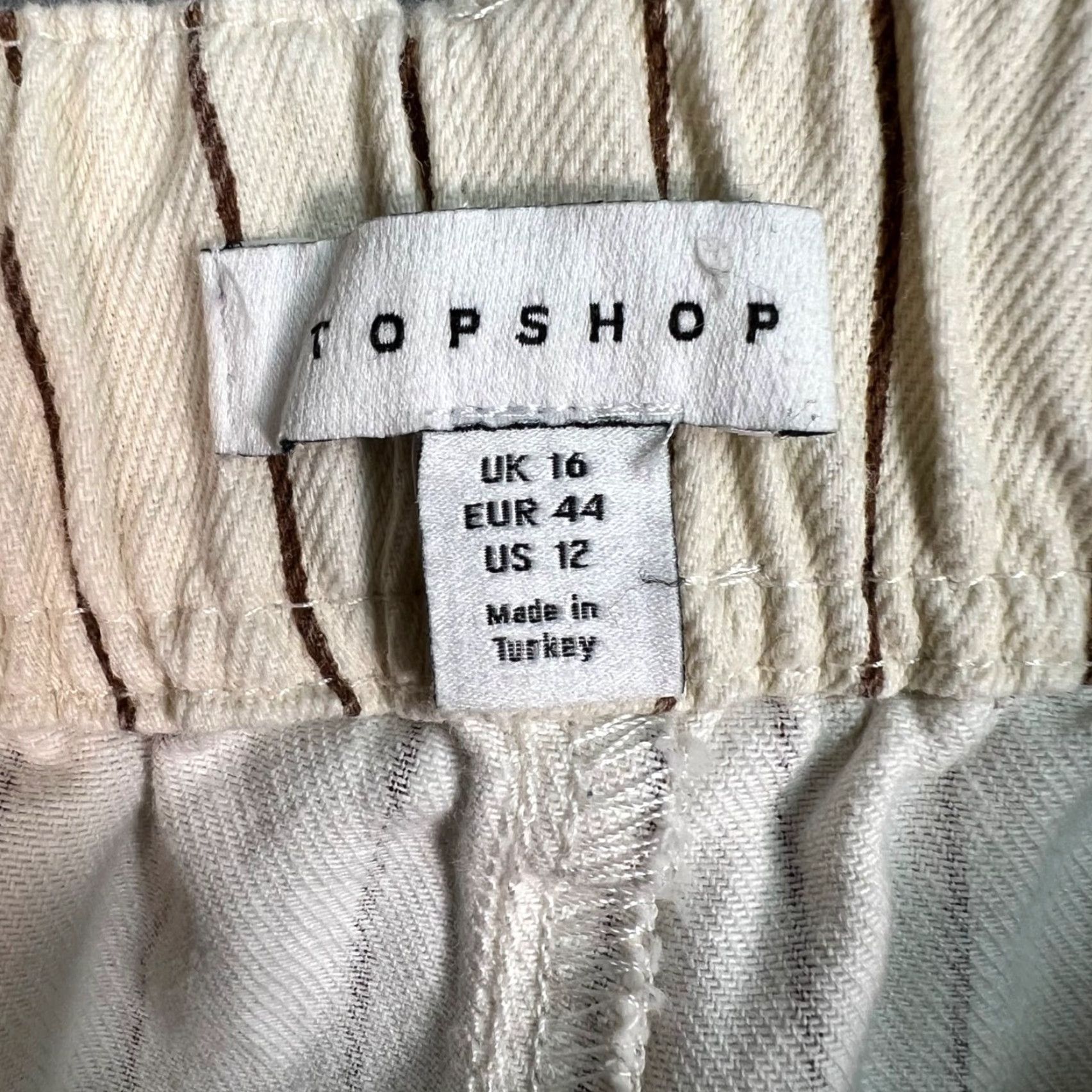 Topshop VINTAGE Topshop Pants 12 Cream Relaxed Fit Pinstripe Striped Trousers Pants Womens Size 34" / US 12 / IT 48 - 3 Thumbnail