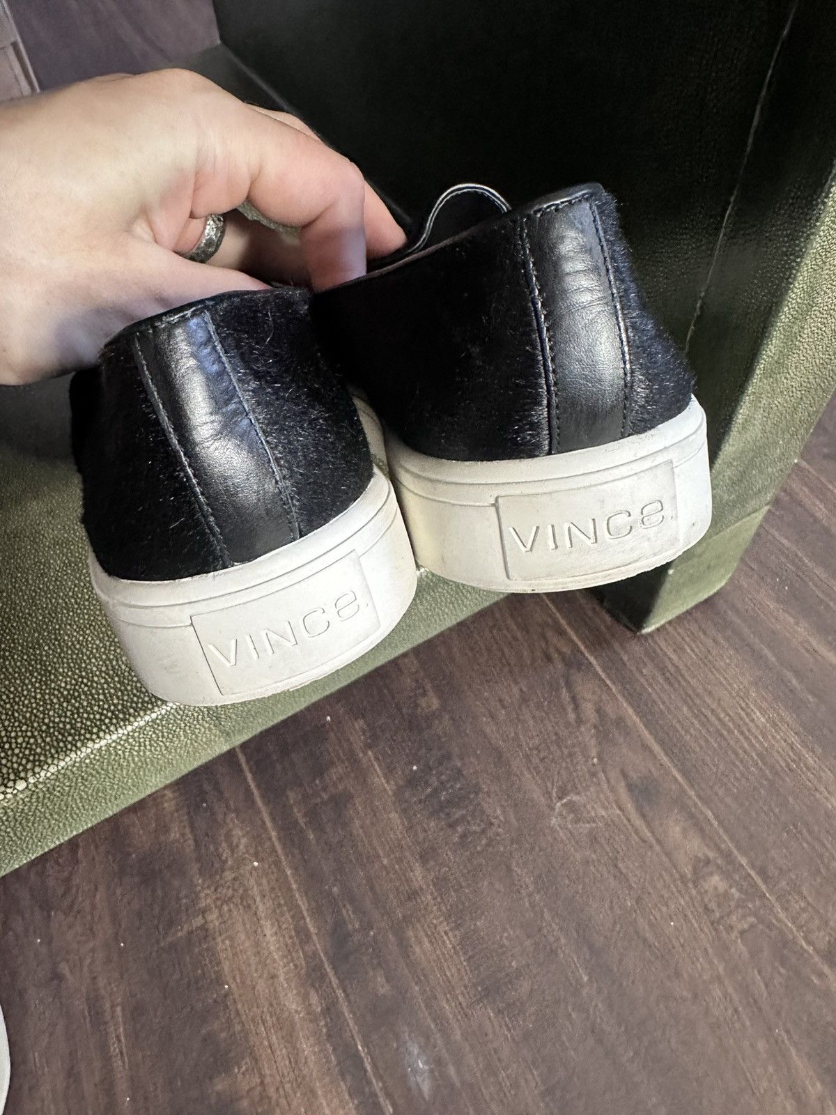 Vince VINCE black PONY HAIR slip-on leather sneakers Size US 8.5 / IT 38.5 - 3 Thumbnail