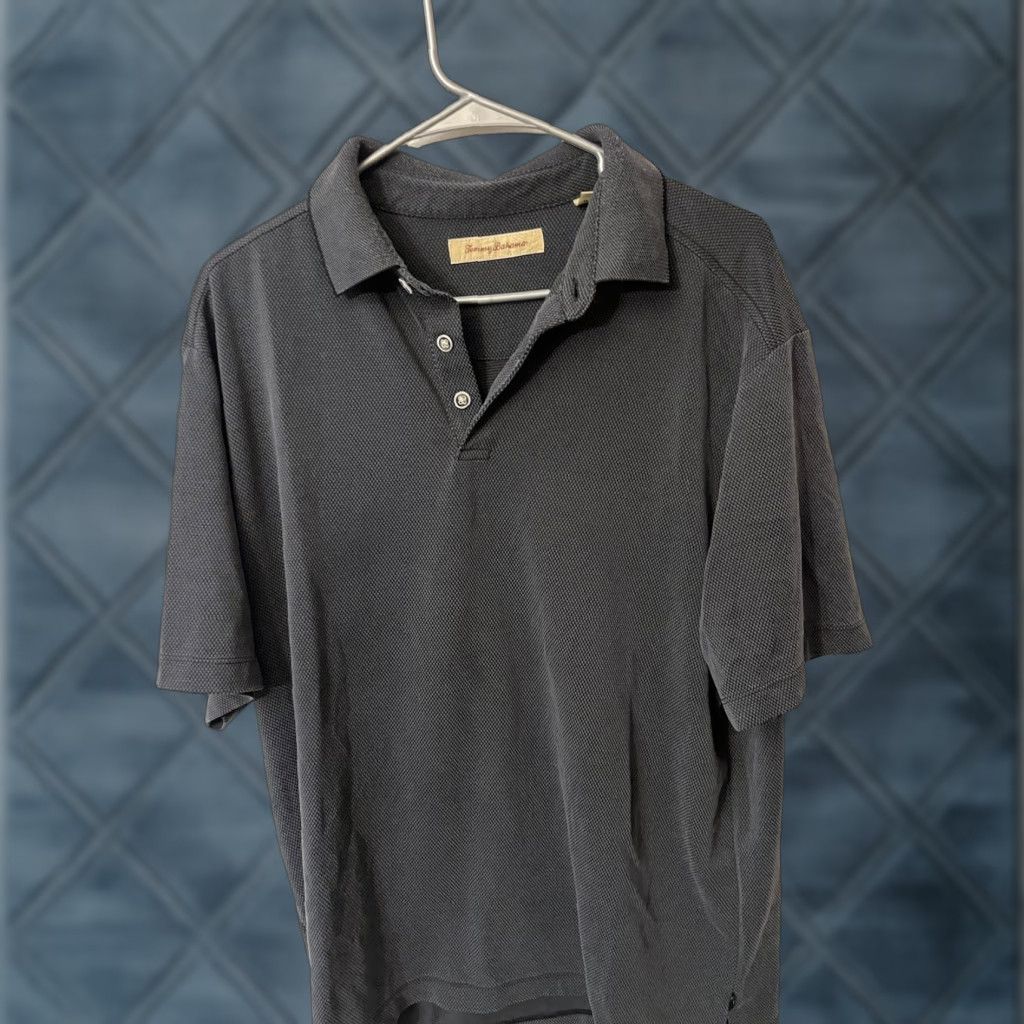 Tommy Bahama VINTAGE Tommy Bahama Mens Size Large Dark Gray Modal Polyester Blend Hawaiian Polo Size US L / EU 52-54 / 3 - 1 Thumbnail