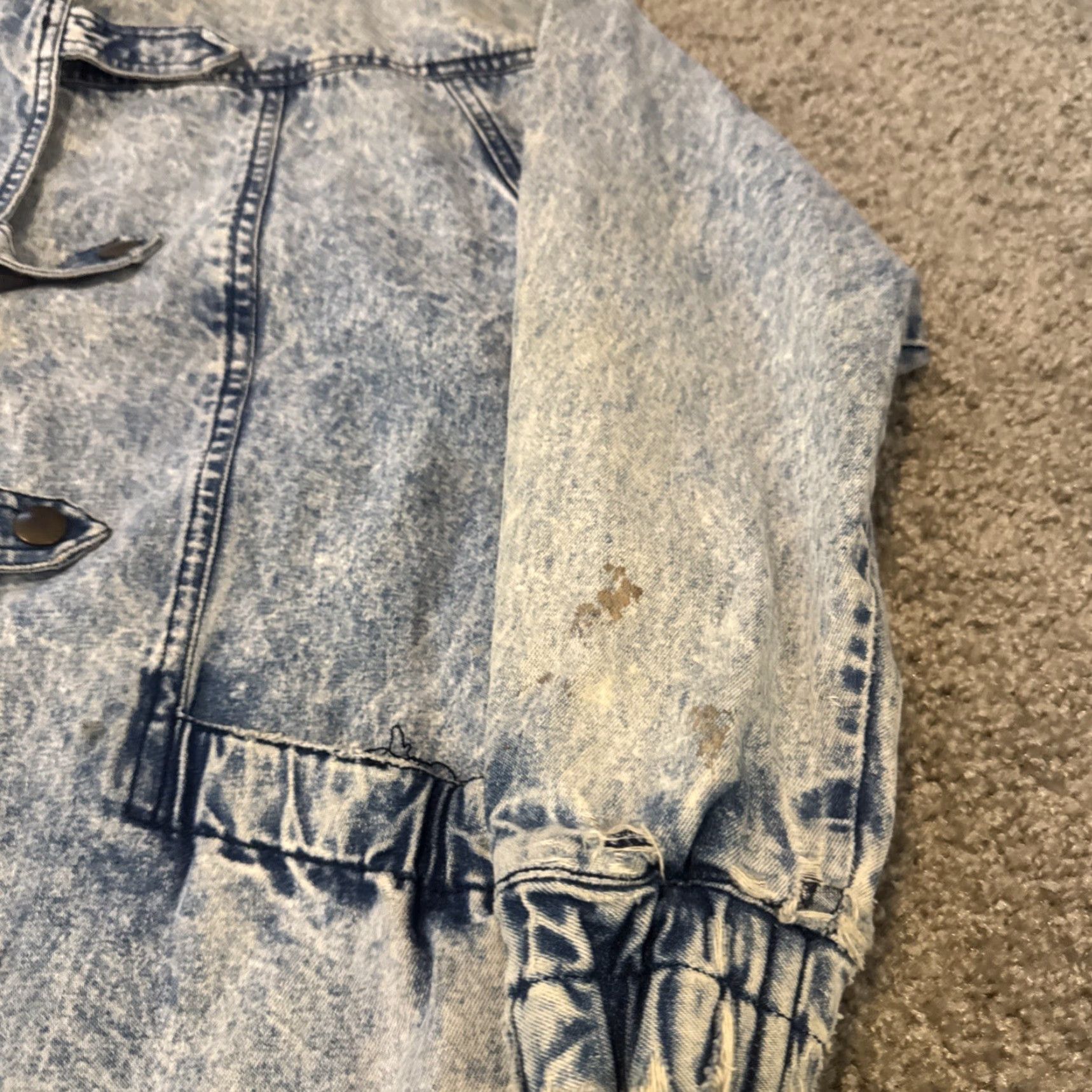 J Brand VINTAGE 80s Acid Wash Full Zip Cross Latch Button Upper Class Petites Brand S Jacket Blue Women's Biker 80s Theme, Cotton, Petite S, Women Size S / US 4 / IT 40 - 6 Thumbnail