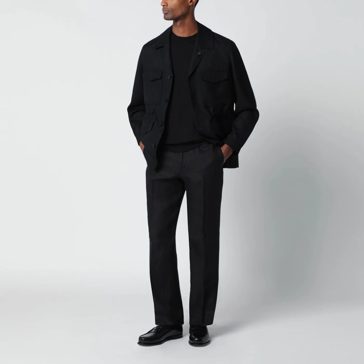 Lardini o1d2blof0526 Viscose and Silk-blend Jacket in Black Size US M / EU 48-50 / 2 - 2 Thumbnail
