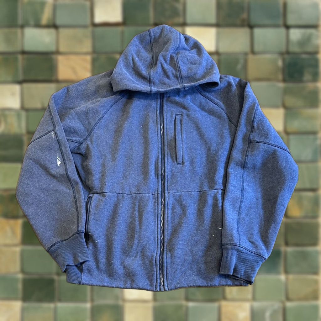 VINTAGE Lululemon Full Zip Sweatshirt Women Large Navy Blue Cargo Pockets Hooded