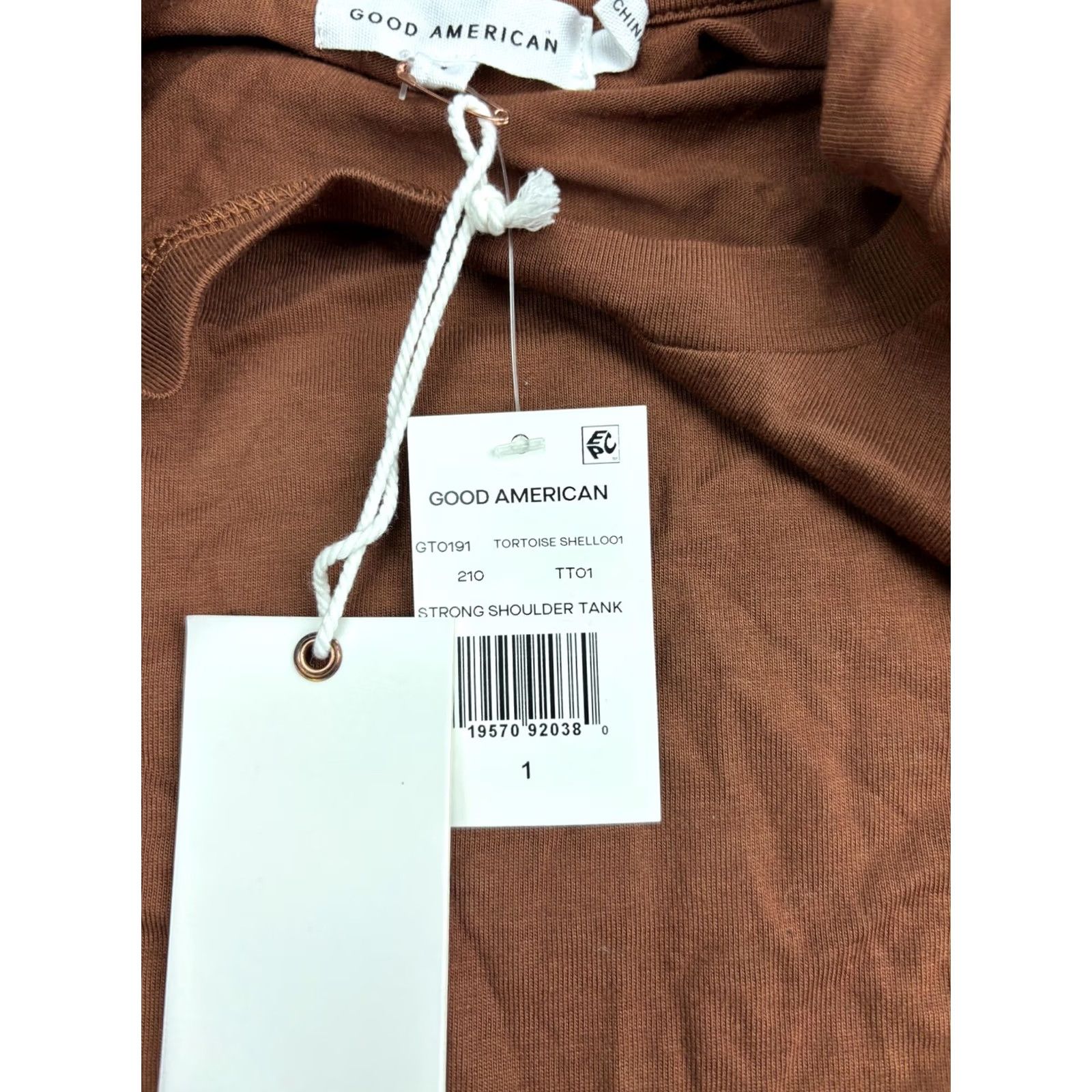 Good American Good American Tank Womens Brown Strong Shoulder Tortoise Shell Knit Jersey Crew Neck Sleeveless Size XS / US 0-2 / IT 36-38 - 3 Thumbnail