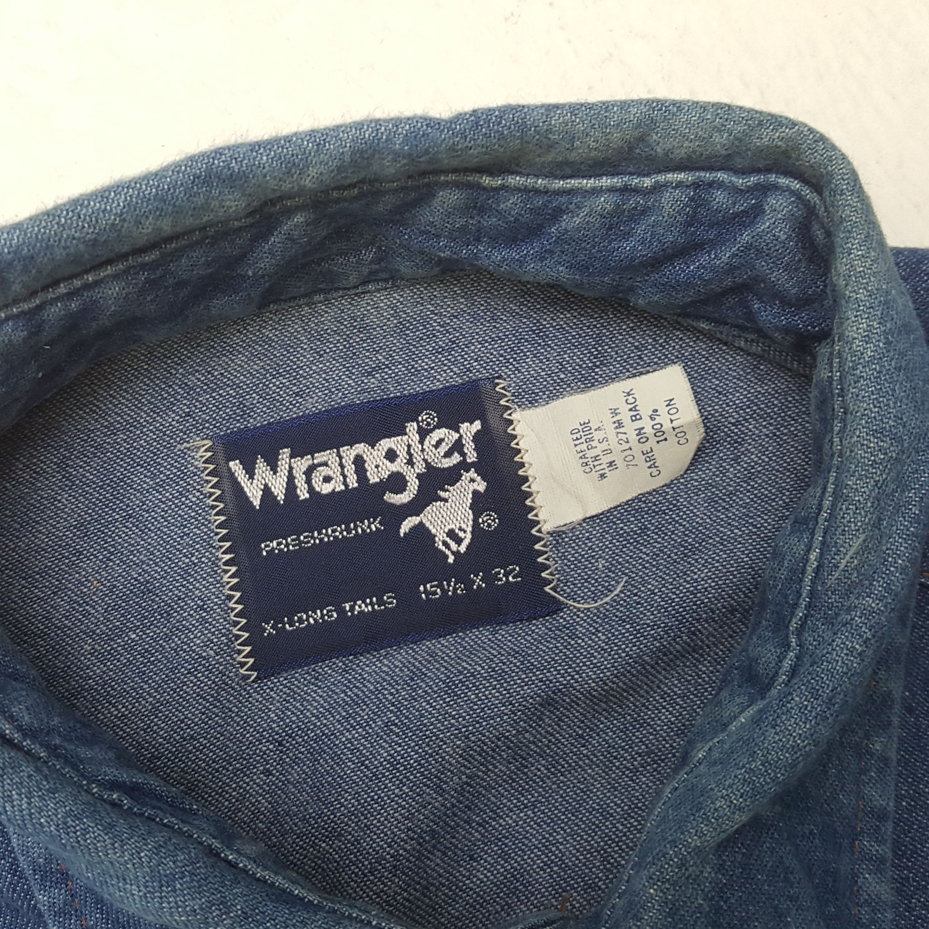 Wrangler Vintage Wrangler Wastern Style Denim Polos Shirt RR2 Size US L / EU 52-54 / 3 - 4 Thumbnail