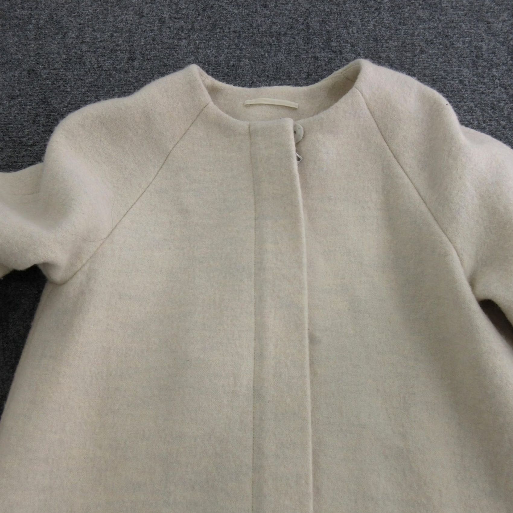 Cos COS Coat Womens 12 White Wool Zip Front Collarless Lined Pockets Mid Length Size XL / US 12-14 / IT 48-50 - 3 Thumbnail