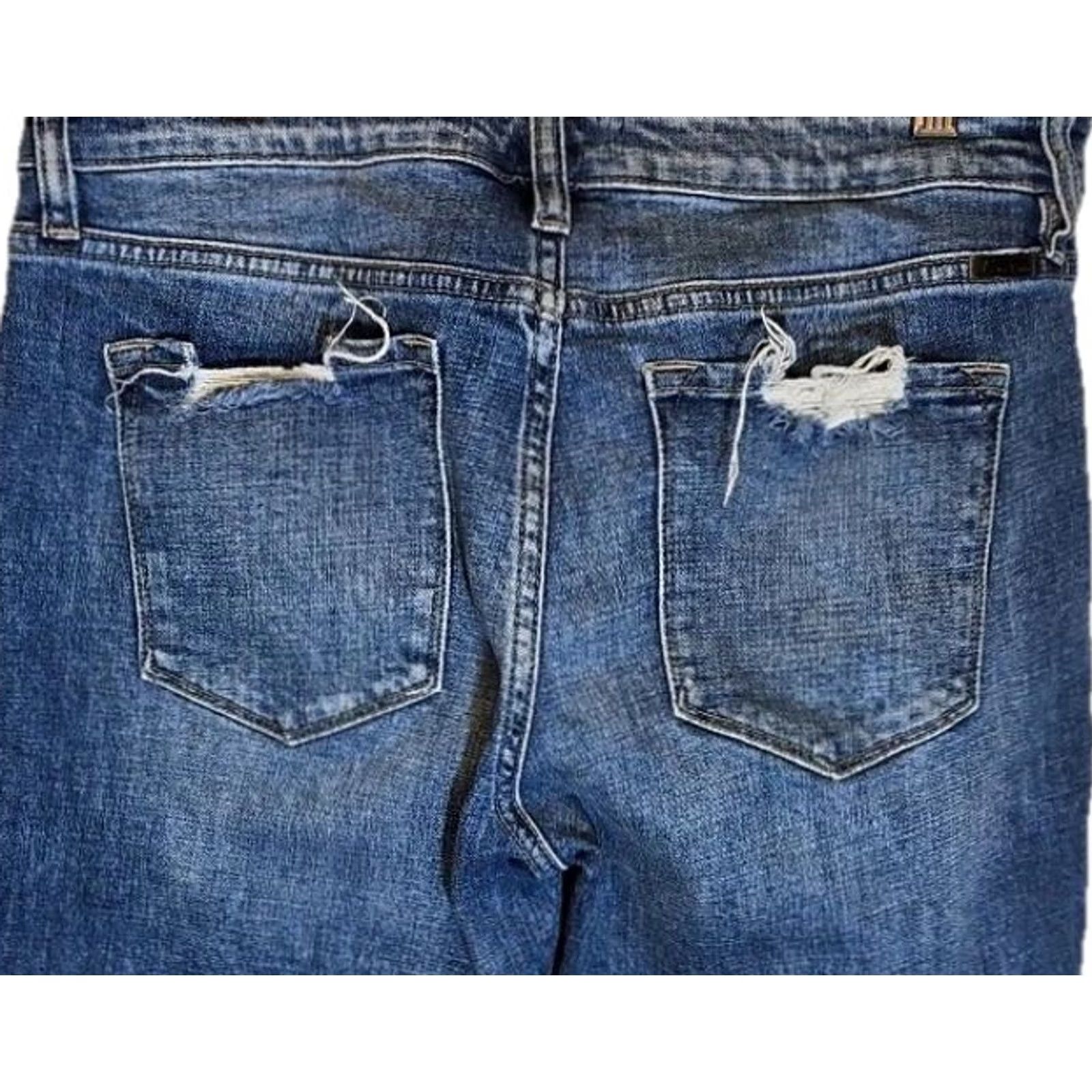 Vintage KanCan Jeans Skinny 9/28 Women Mid Rise Distressed Denim Stretch Blue 30" Waist Regular Inseam 27" Pant Style Jeans Womens Size 30" / US 8 / IT 44 - 5 Thumbnail