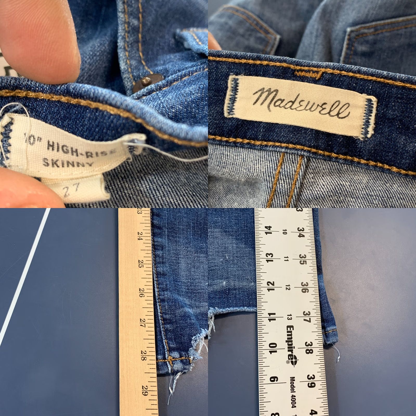 Madewell Madewell Skinny Blue Denim Jeans Women Size 27 High Rise Button Fly 28x28.5 Fits 28 Womens Jeans Middle Rise Blue Skinny Size 27" / US 4 / IT 40 - 9 Thumbnail