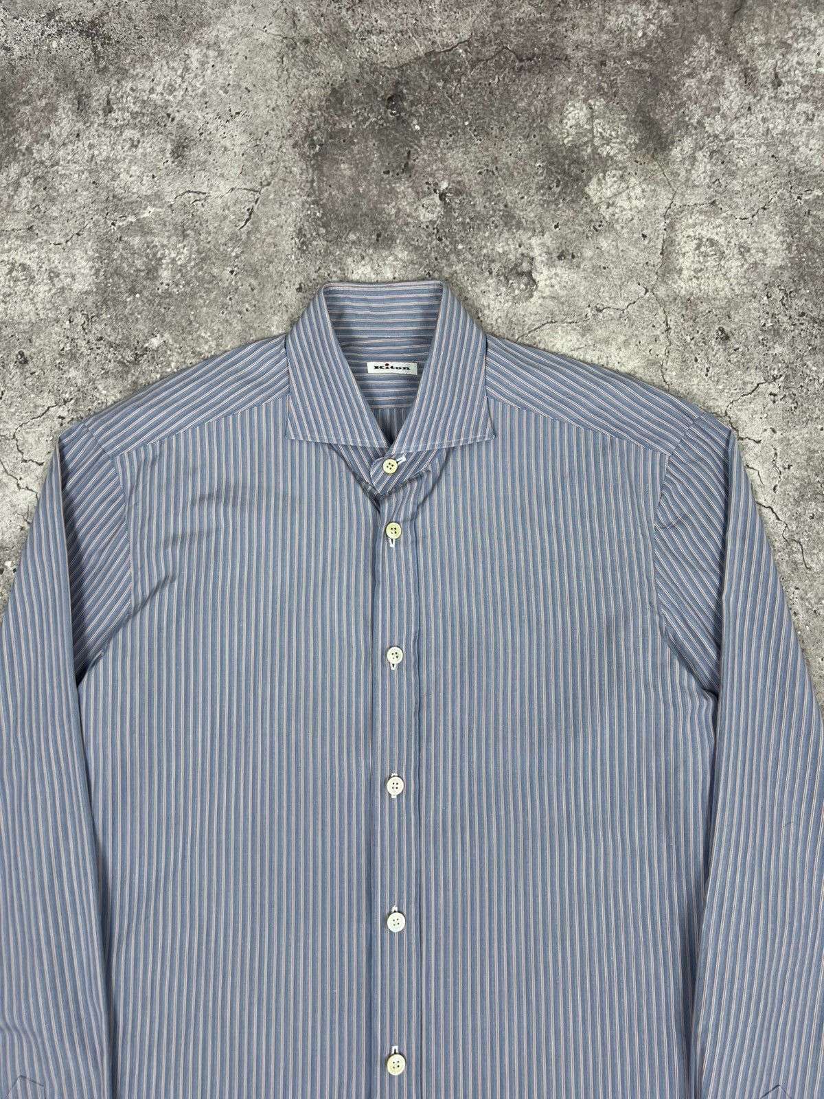 Kiton Kiton Napoli Dress Shirt Cotton Blue Size US L / EU 52-54 / 3 - 4 Thumbnail