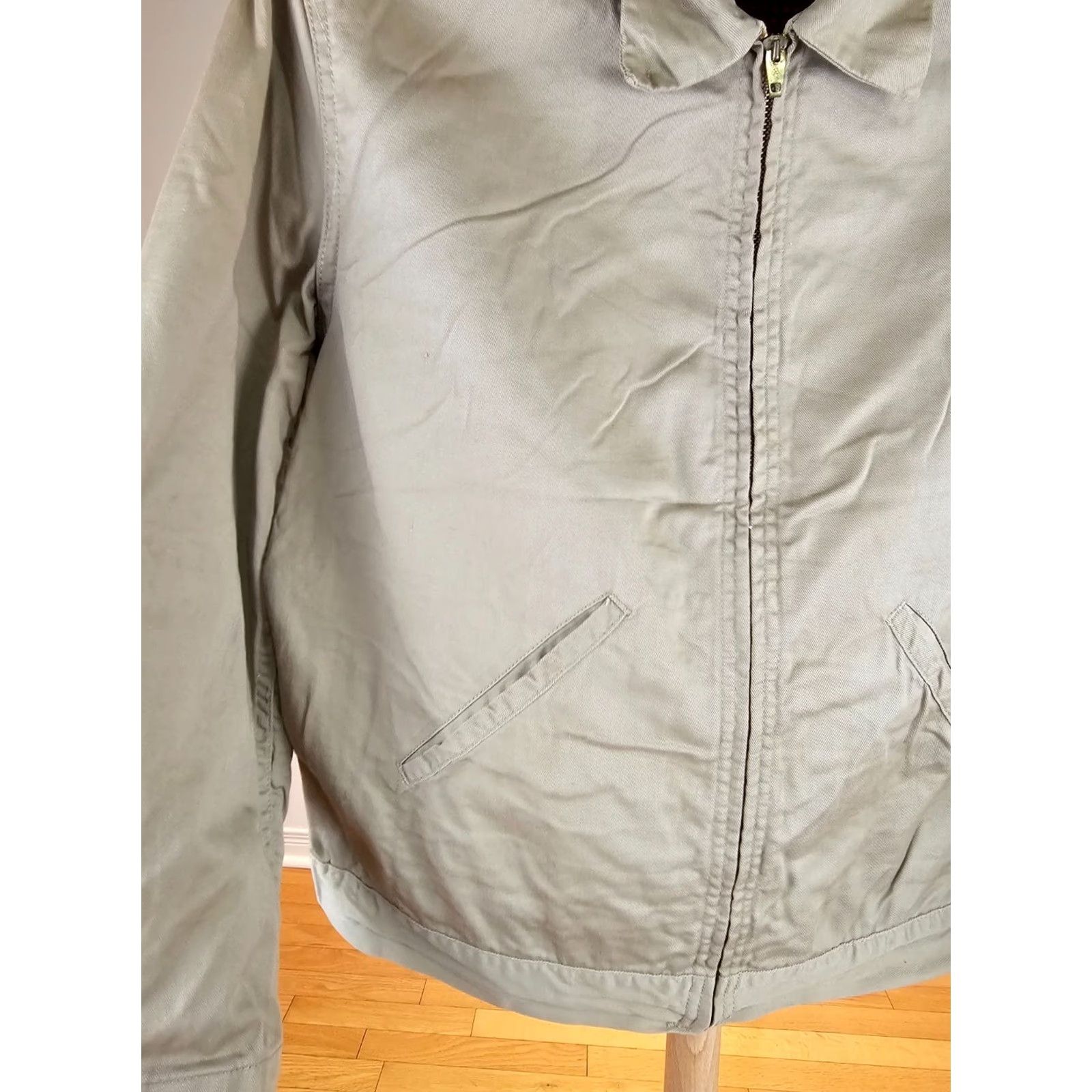 Vintage VINTAGE Unbranded CONMATIC ZIPPER RED FLANEL LINING WORK COTTON JACKET 40 Jacket Mens Beige 50s 22 INCH 24 INCH 23 INCH Size US XXS / EU 40 - 2 Thumbnail