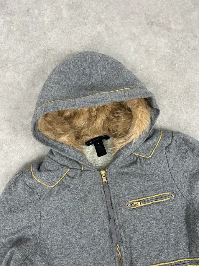 Marc Jacobs Marc Jacobs Grey Fur Hooded Cargo Zip Up Sweater Size XS / US 0-2 / IT 36-38 - 4 Thumbnail