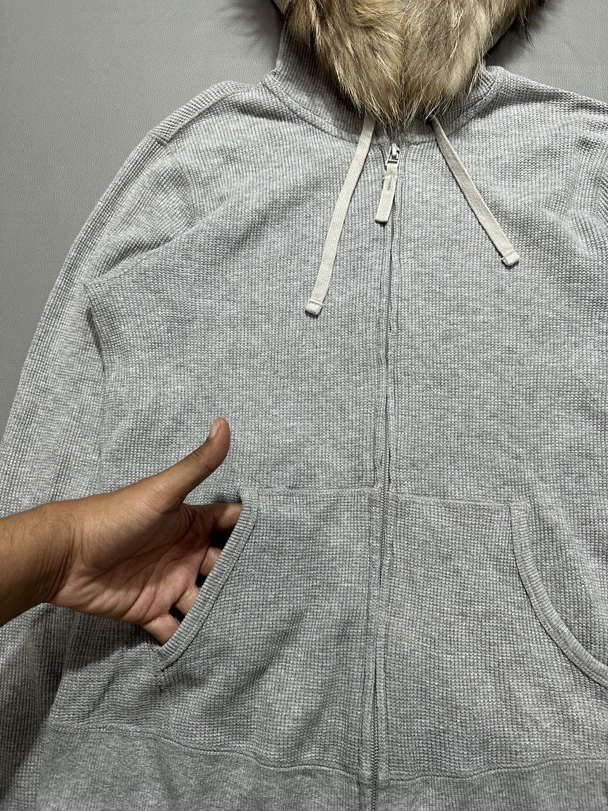 20471120 VINTAGE WAFFLE PARKA THERMAL ZIP HOODIE FUR IFSIX LGB STYLE Size US M / EU 48-50 / 2 - 6 Thumbnail