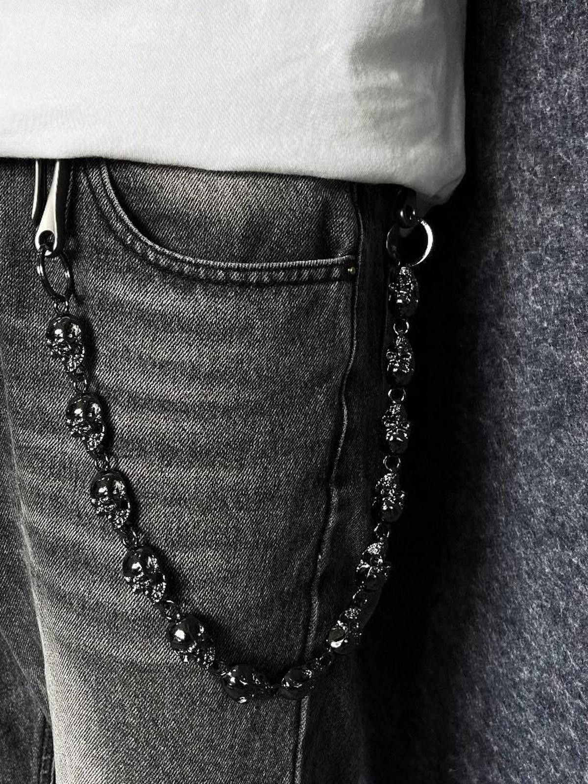 Jewelry Metal Big Skull Wallet Chain, Pants Chain Size ONE SIZE - 5 Thumbnail