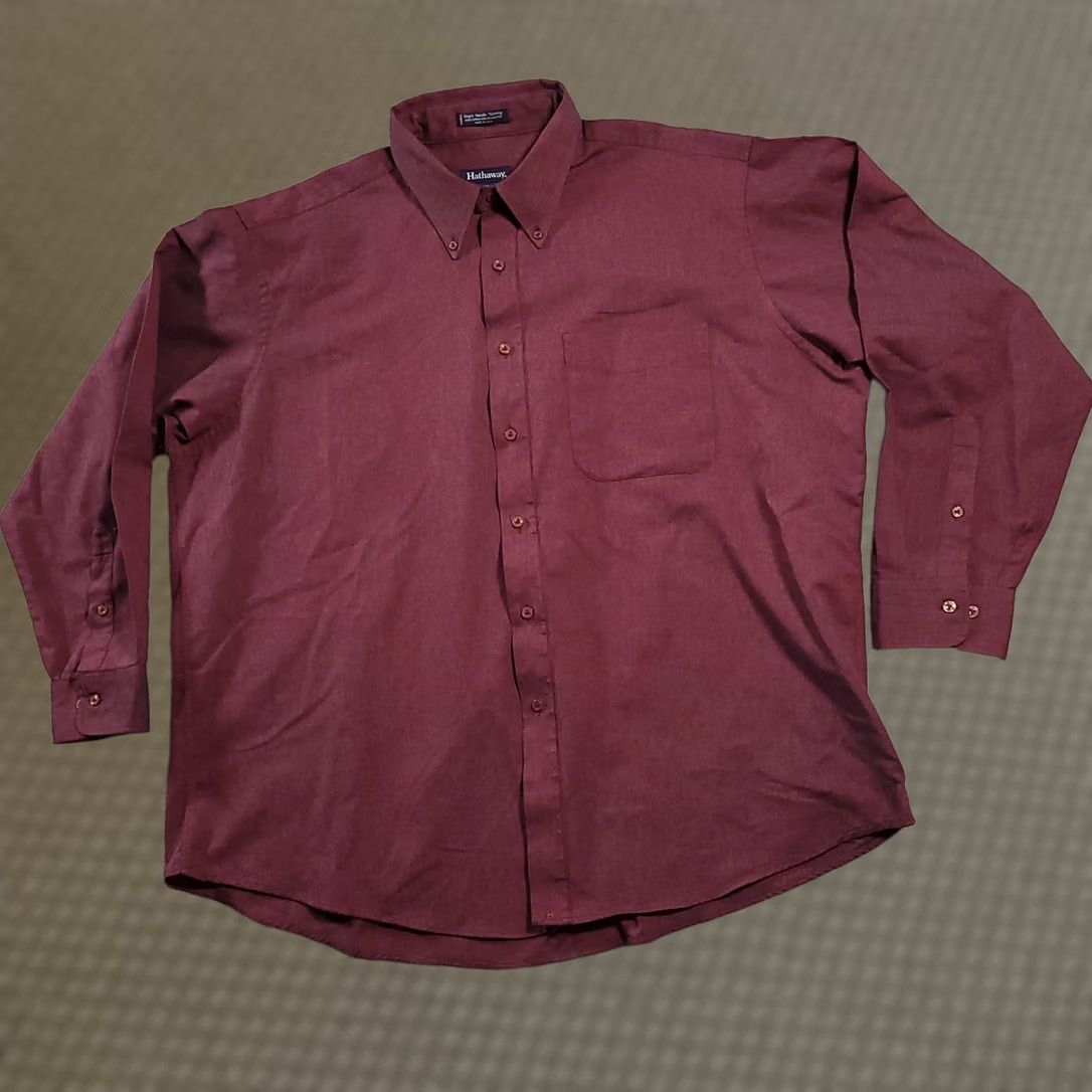 Vintage VINTAGE Button-Down Shirt Mens 18 34/35 Long Sleeve Red Cotton Blend Solid 90s FLAW Size US XXL / EU 58 / 5 - 1 Thumbnail