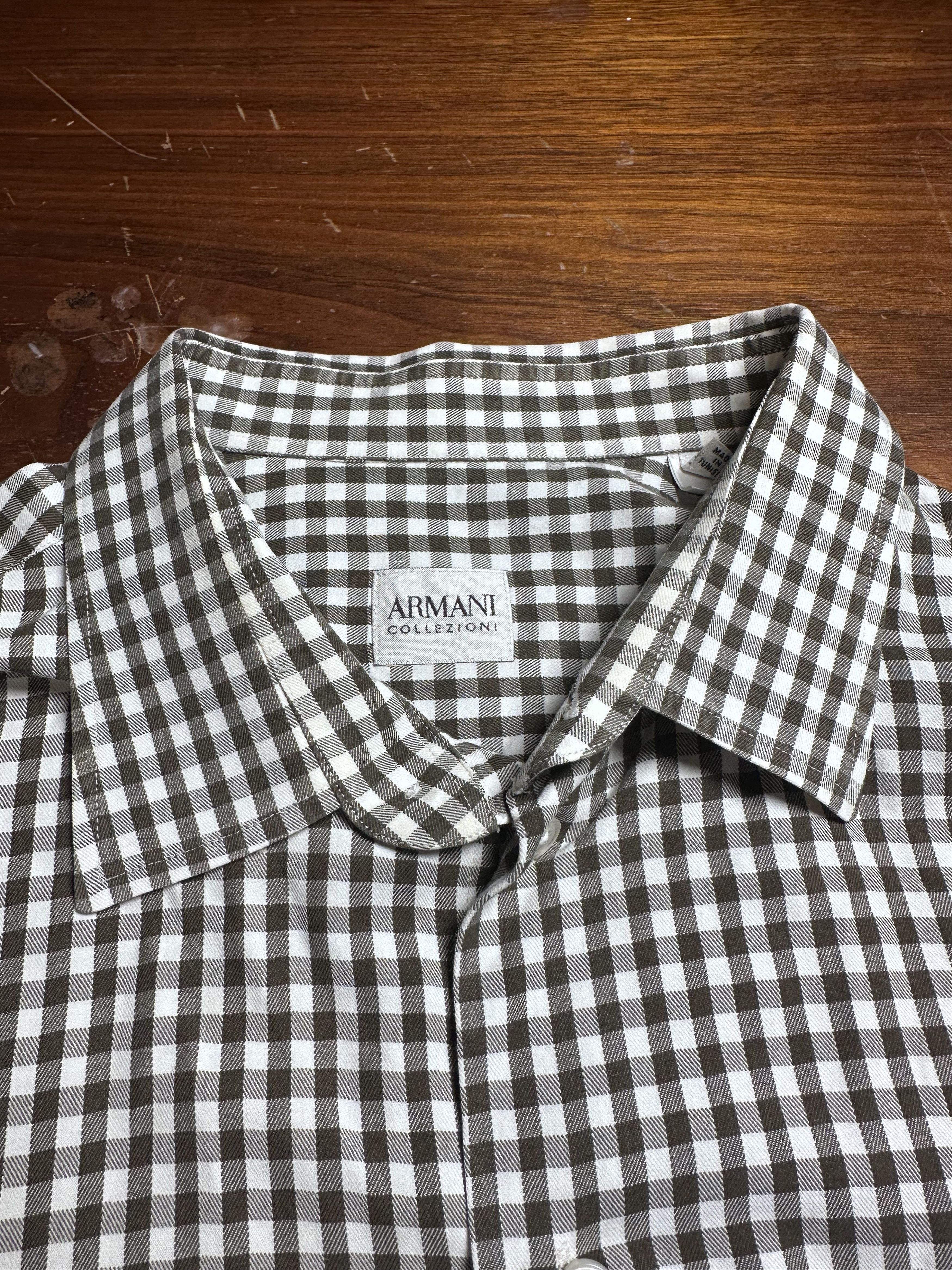 Armani Collezioni Armani Collezioni Gingham Check Button Down XL Never Worn Size US XL / EU 56 / 4 - 4 Thumbnail